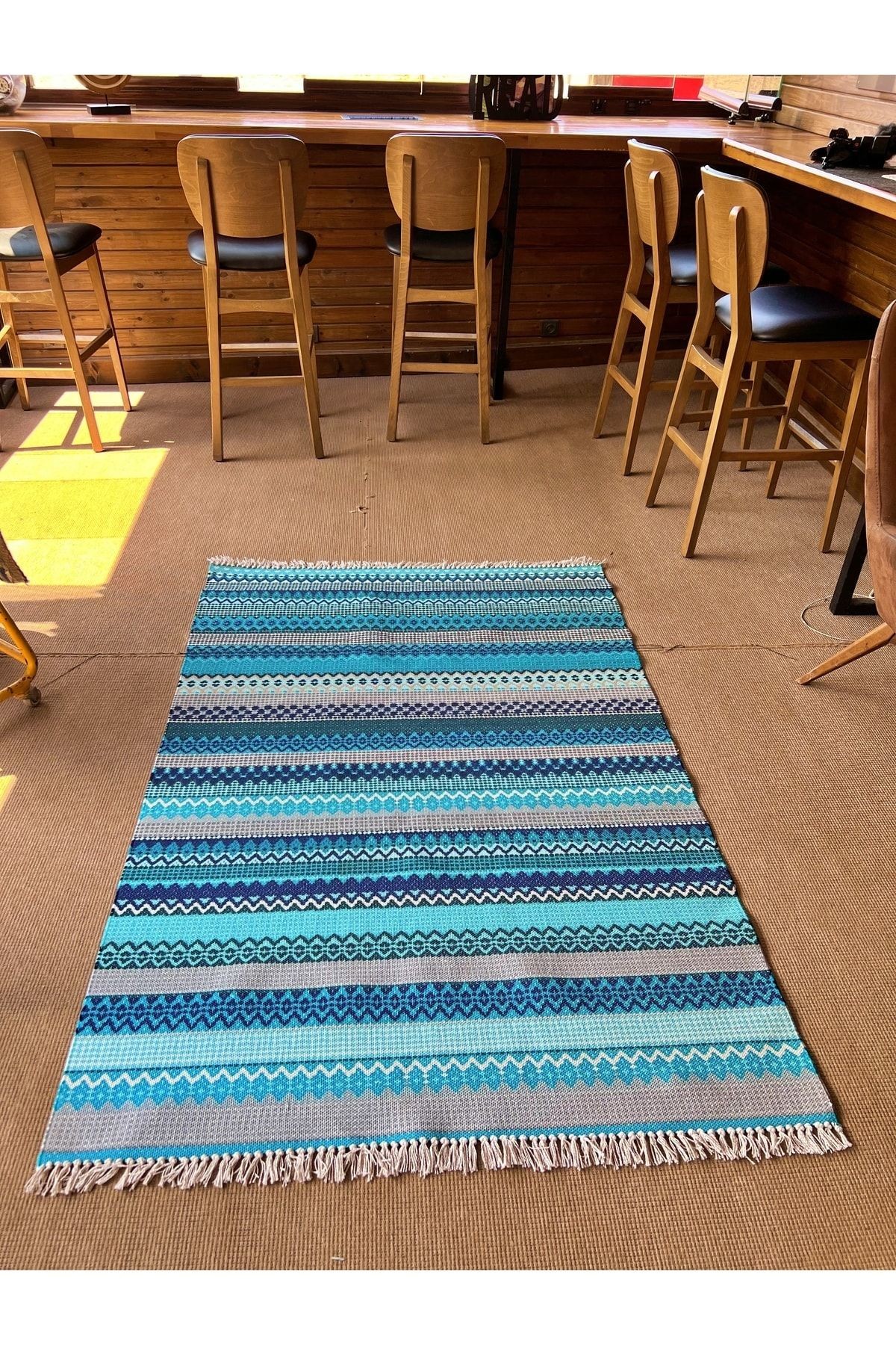 Cotton 558 Etnik Desenli Dokuma Taban Çok Renkli Kilim