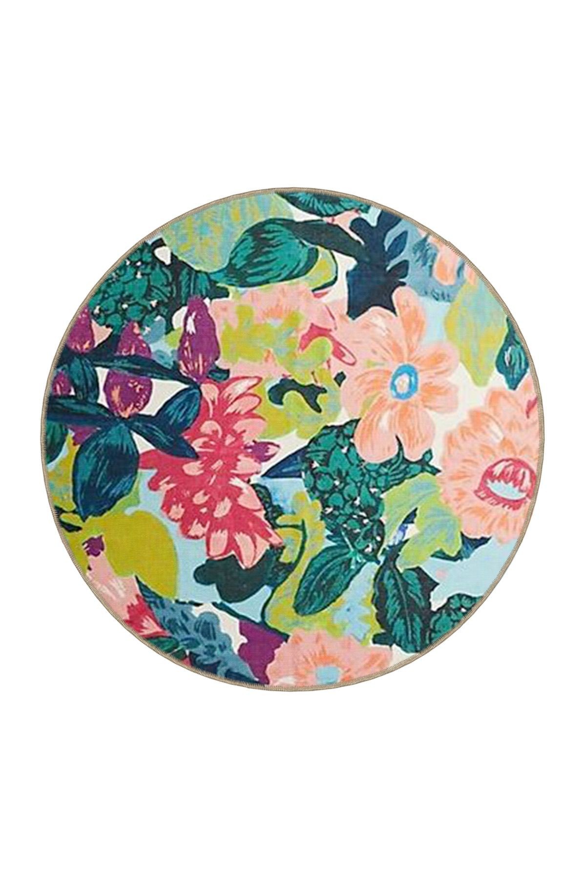 Çok Renkli Floral Çiçek ve Çilek Desenli Kreatif Modern Dekoratif Halı 3623