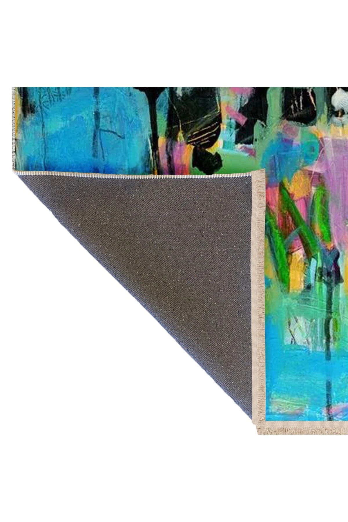 Yılmaz Koleksiyonu Çok Renkli Soyut Boya Sıçratma Desenli Kreatif Modern Dekoratif Halı 01