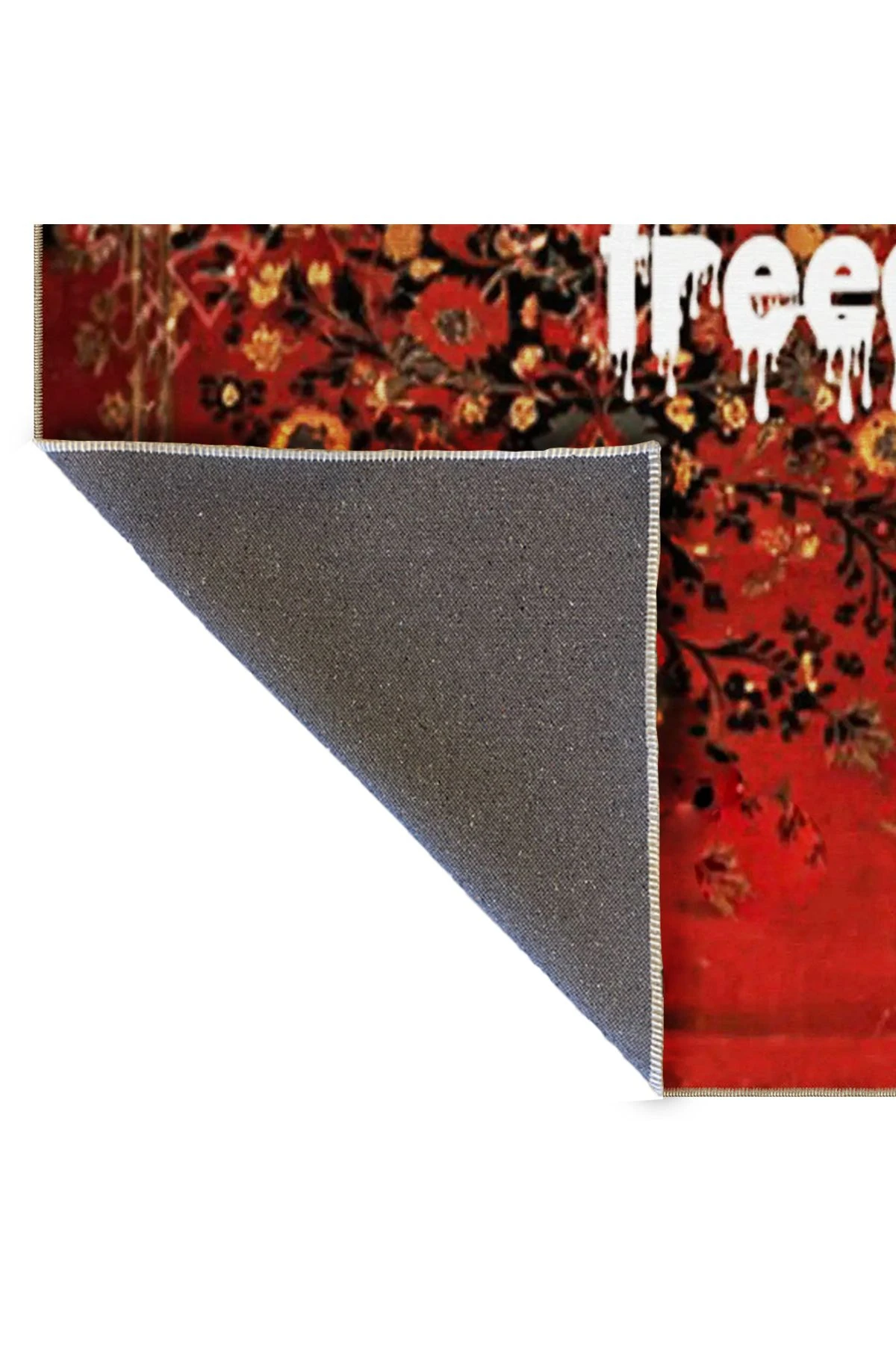 Written Koleksiyonu Bordo Tema You Have Freedom Yazılı Desenli Modern Dekoratif Halı 07