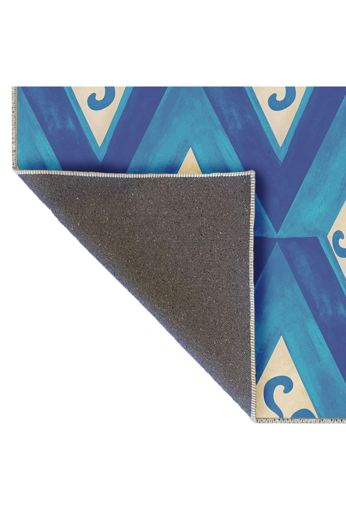 Emre Koleksiyonu Mavi Temalı Geometrik X Desenli Dokuma Taban Modern Dekoratif Halı 44