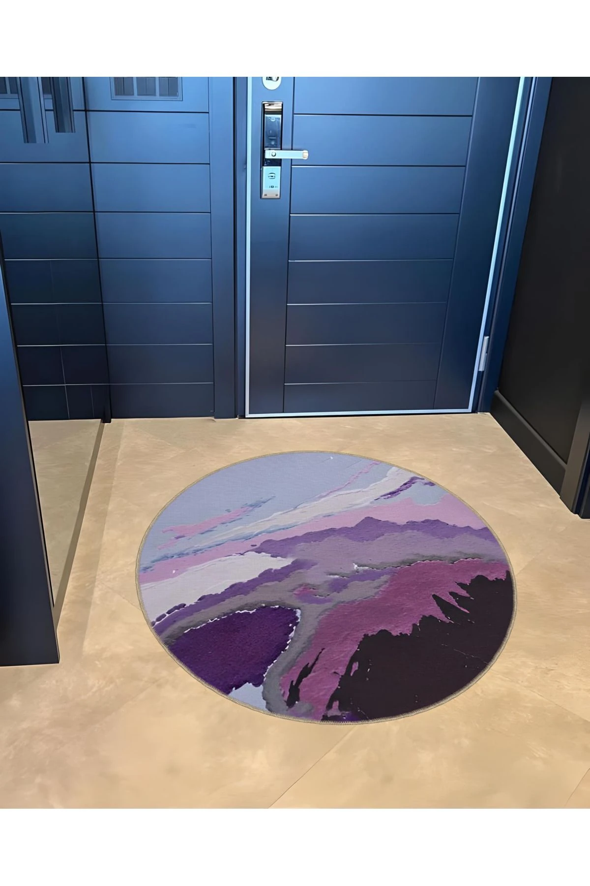 Mor Temalı Soyut Abstract Desenli Modern Dekoratif Halı 5108