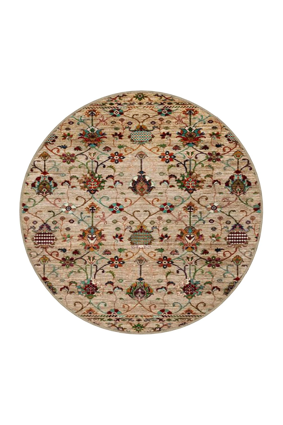 Kahverengi Tonlarda Geleneksel Desenli Dokuma Taban ve Dekoratif Halı miravip66