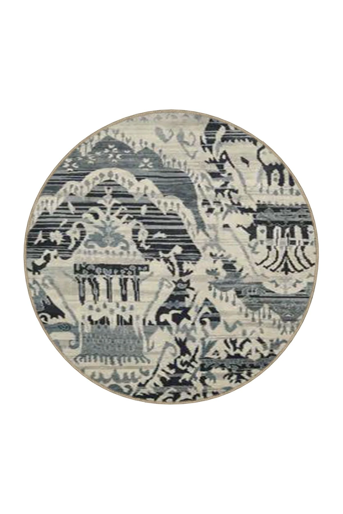 Gri Tonlarında Kreatif Dokuma Taban Halı 4001