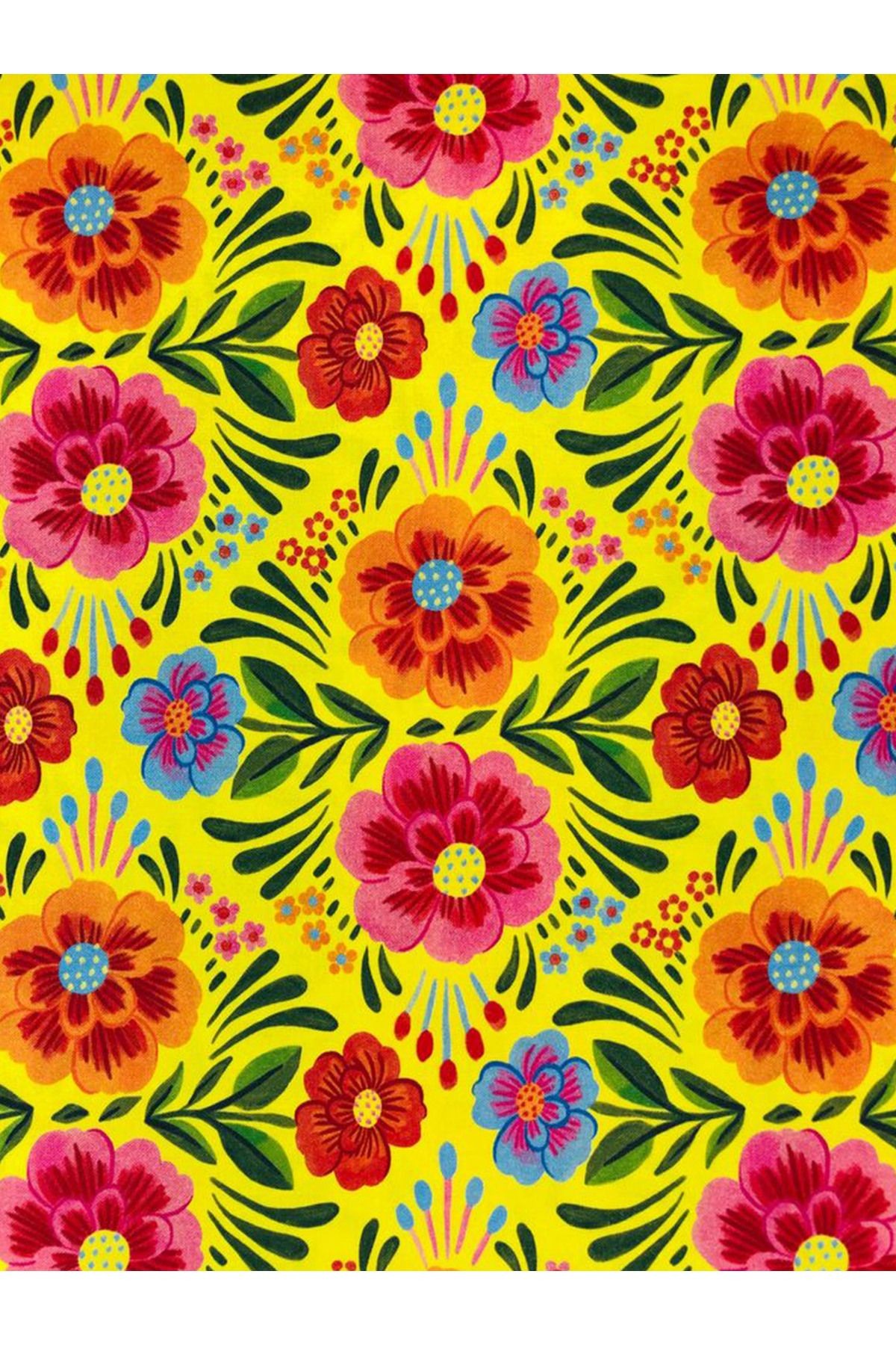 Kemal Koleksiyonu Sarı Temalı Floral Çiçek Figürleri Desenli Dokuma Taban Modern Dekoratif Halı 21