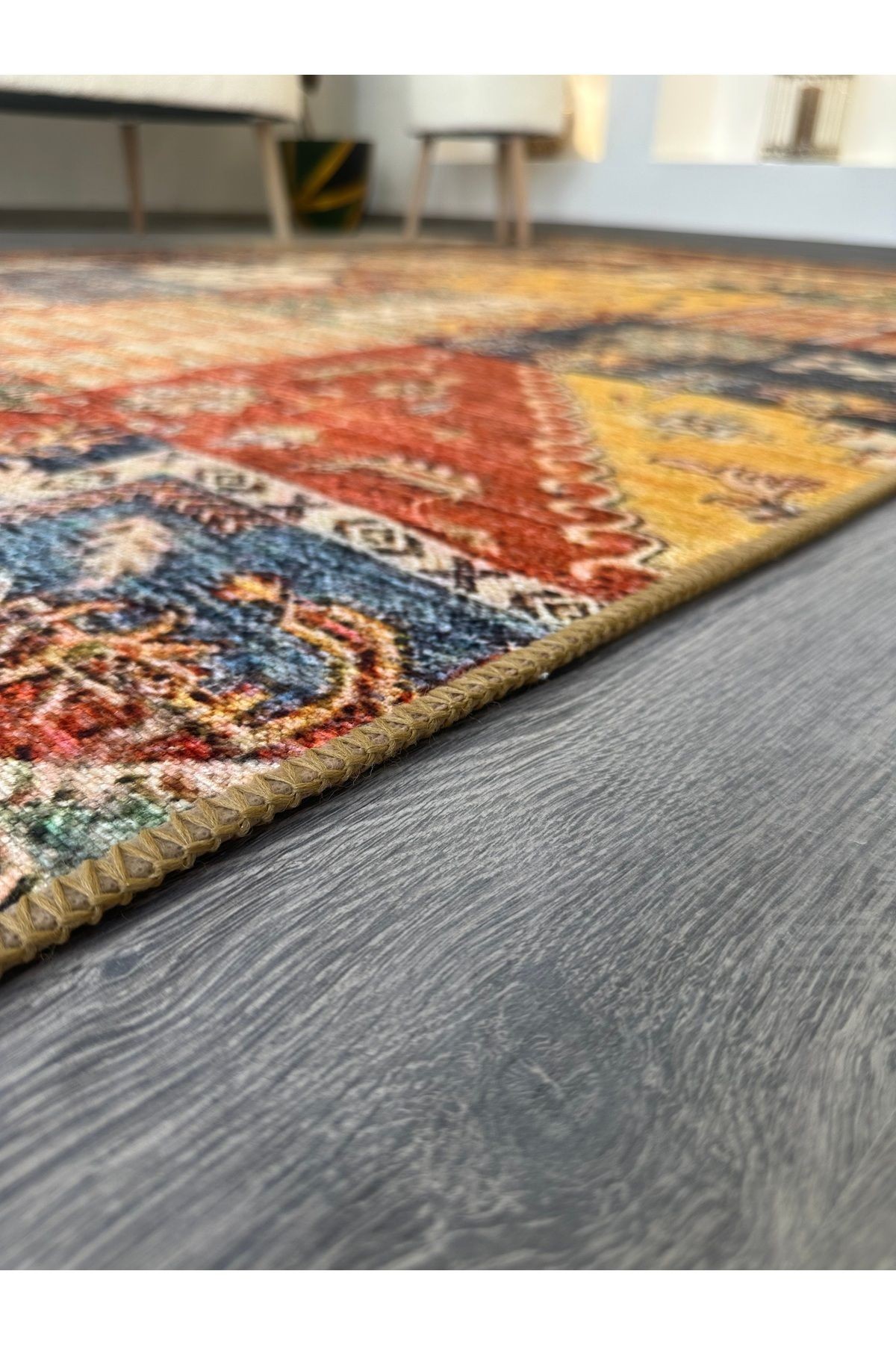 Cansu Koleksiyonu Patchwork Görünümlü Çok Renkli Dokuma Taban Modern Dekoratif Halı cansu07