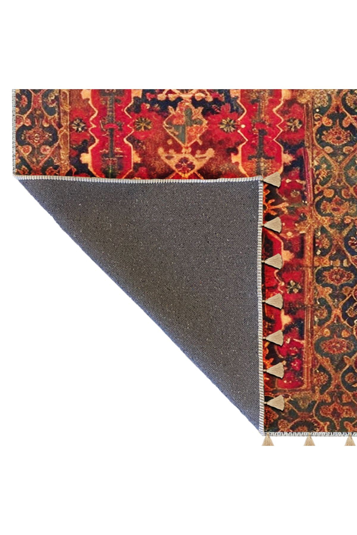 Royal Soyut Antik Desenli Püskül Detaylı Dokuma Taban Modern  Dekoratif Halı royal46