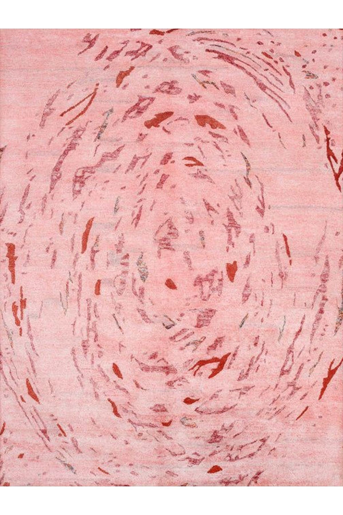 Aysu Koleksiyonu Pembe Soyut Desenli Dokuma Taban Modern Dekoratif Halı aysu41