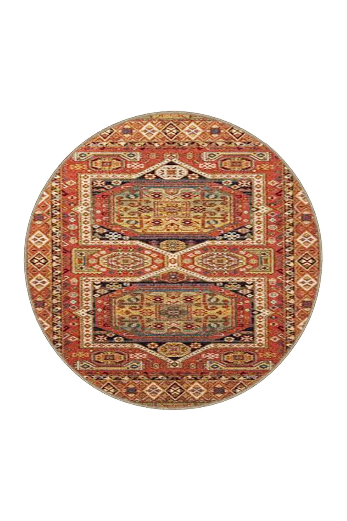 Açık Kahverengi Tonlarında Geometrik Desenli Dekoratif Halı 4062