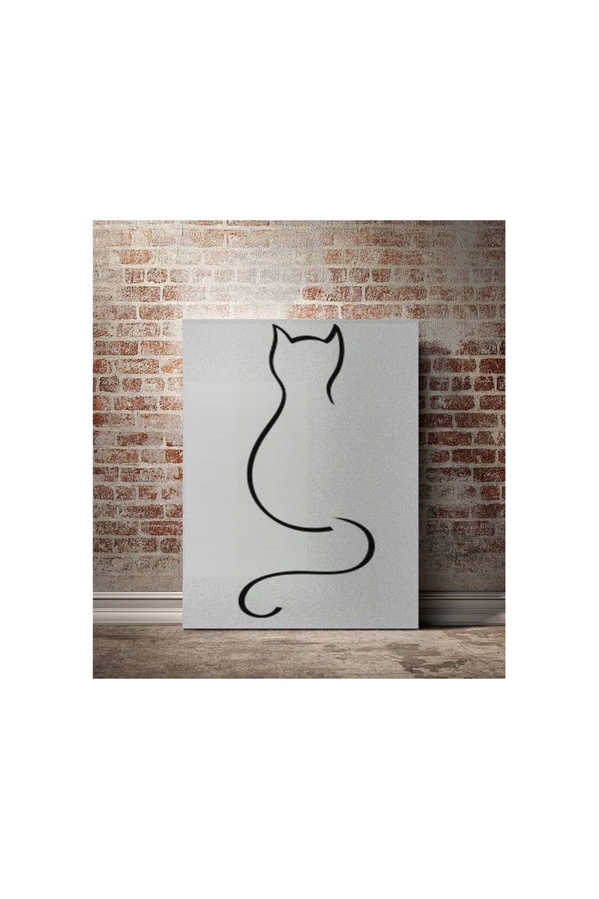 Kanvas Tablo Çizgili Kedi Temalı Desenli Temalı Tablo