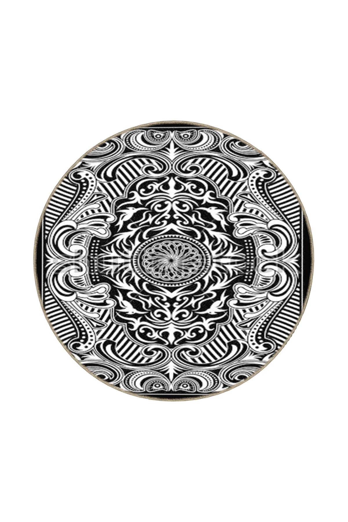 Siyah Beyaz Temalı Geometrik Desenli Dokuma Taban Halı ve Yıkanabilir Halı aloha122