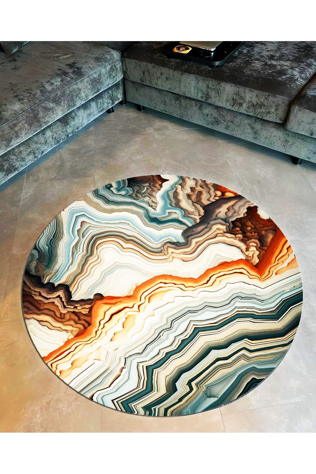 Semih Koleksiyonu Çok Renkli Soyut Çizgili Desenli Dokuma Taban Kreatif Modern Dekoratif Halı 16