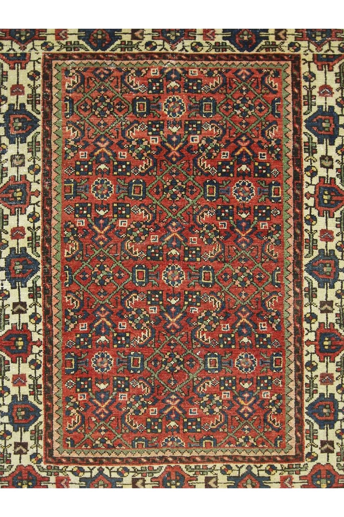 Mete Koleksiyonu Kiremit Renk Etnik Motifler ve Geleneksel Desenli Vintage Dekoratif Halı 06