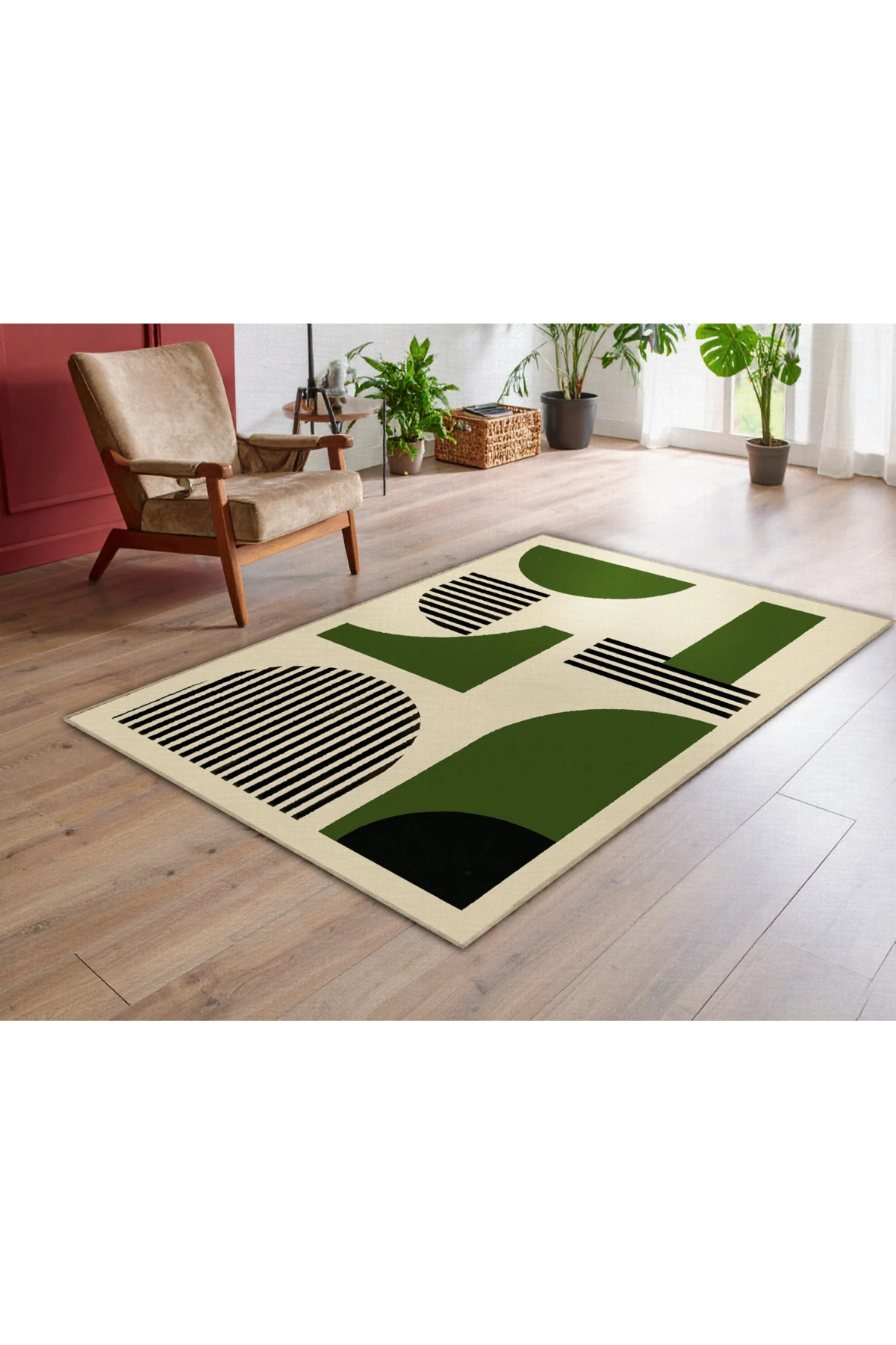 MOSSO Çok Renkli Soyut Geometrik Desenli Dokuma Taban Modern Dekoratif Halı mosso323