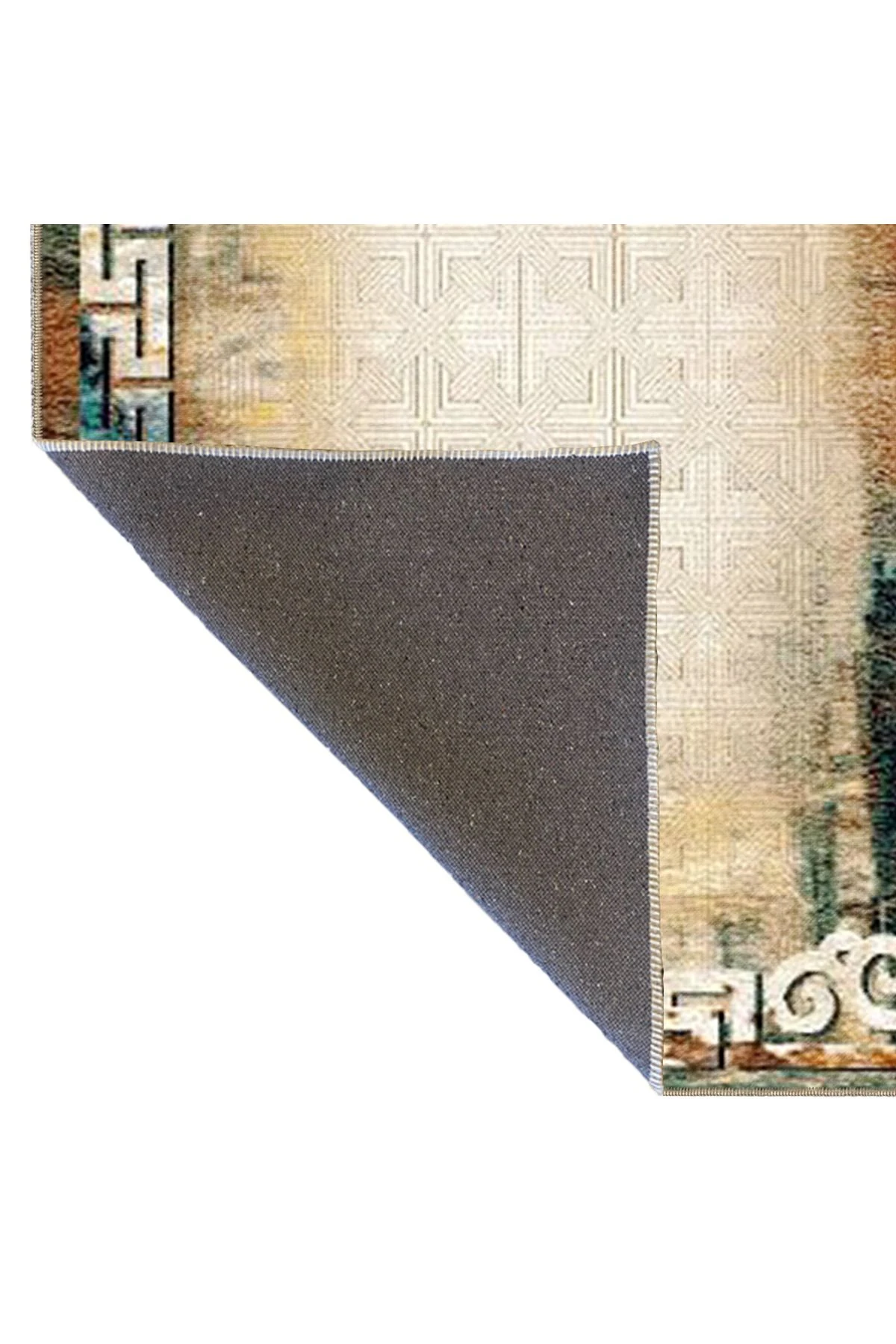 Çerçeveli Krem Siesta Motifli Geleneksel Dokuma Taban Yıkanabilir Halı miravip9117