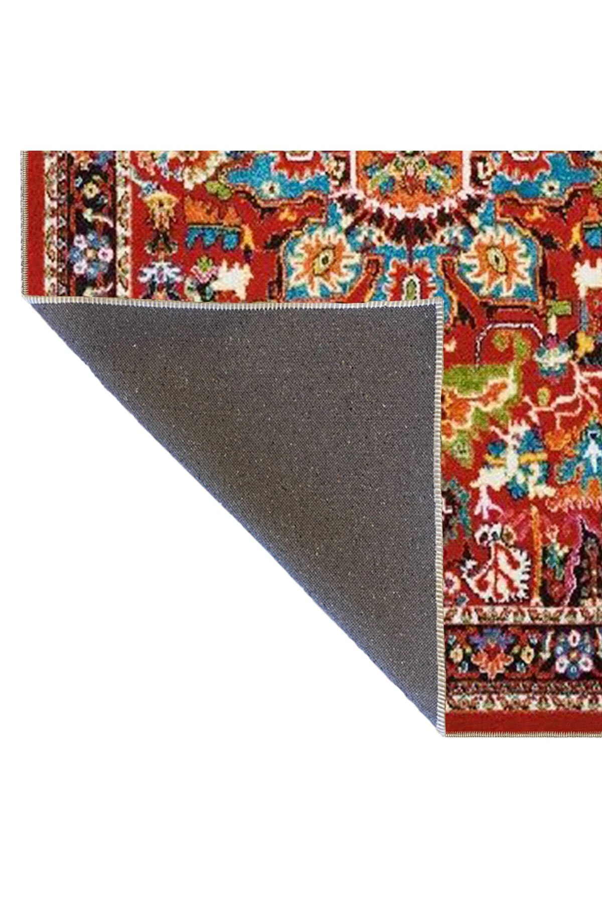 Kırmızı Temalı Çok Renkli Karma Geleneksel Motif Etnik Desenli Vintage Dekoratif Halı 4619