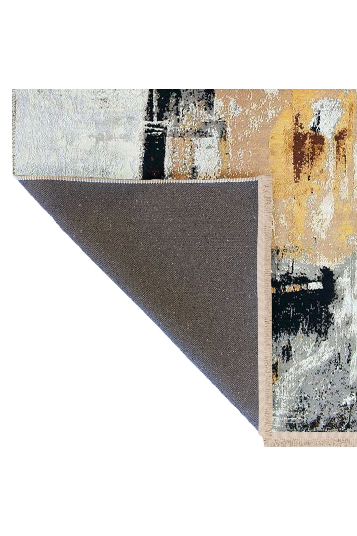 Barcelona Koleksiyonu Siyah Gri Tonlarda Soyut Abstract Desenli Modern Dekoratif Halı barcelona67
