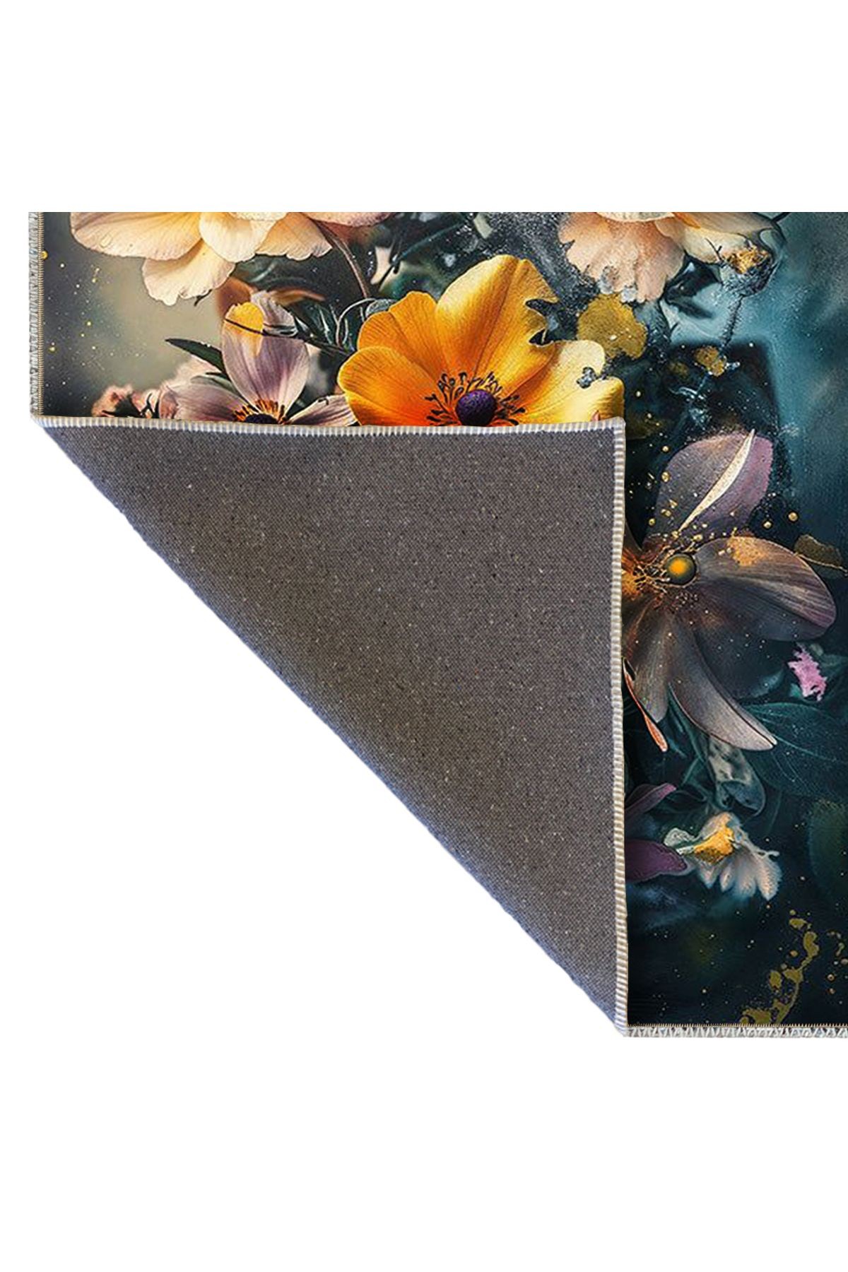 Semih Koleksiyonu Sürrealistik Temalı Floral Çiçekler Desenli Dokuma Taban Modern Dekoratif Halı 01