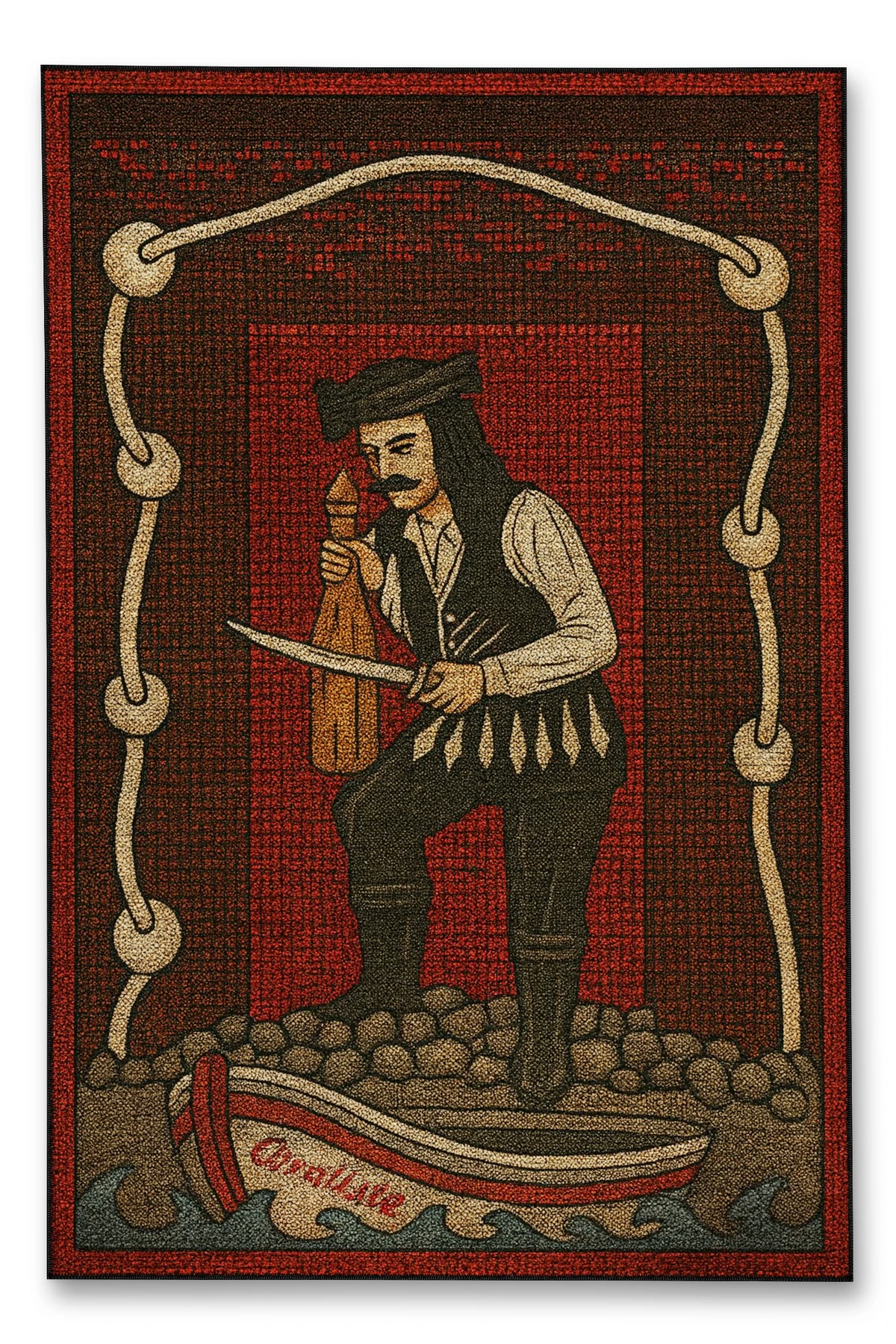 MOSSO Geleneksel Motif Şeritli Desen Dokuma Taban Vintage Dekoratif Halımosso980