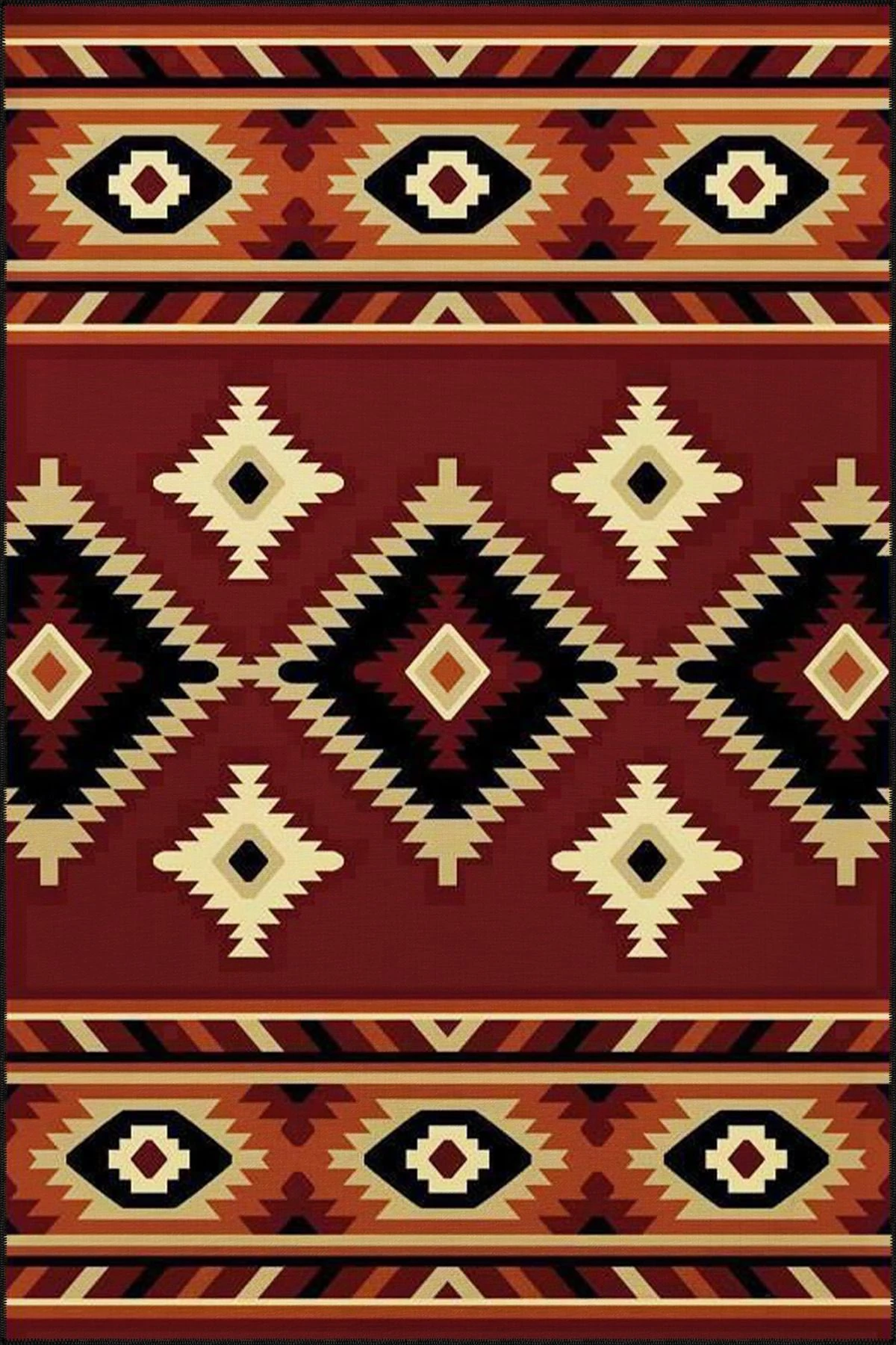 Baklavalı Kahverengi Geometrik Dekoratif ve Dokuma Taban Yıkanabilir Halı miravip8851