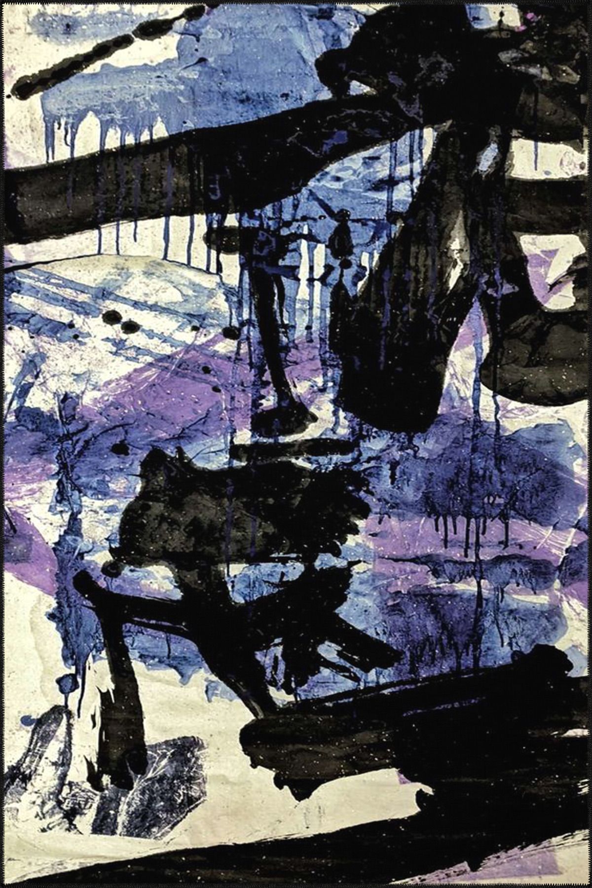 Mor Temalı Desenli Modern Dekoratif Halı ve Yıkanabilir Halı miravip9588