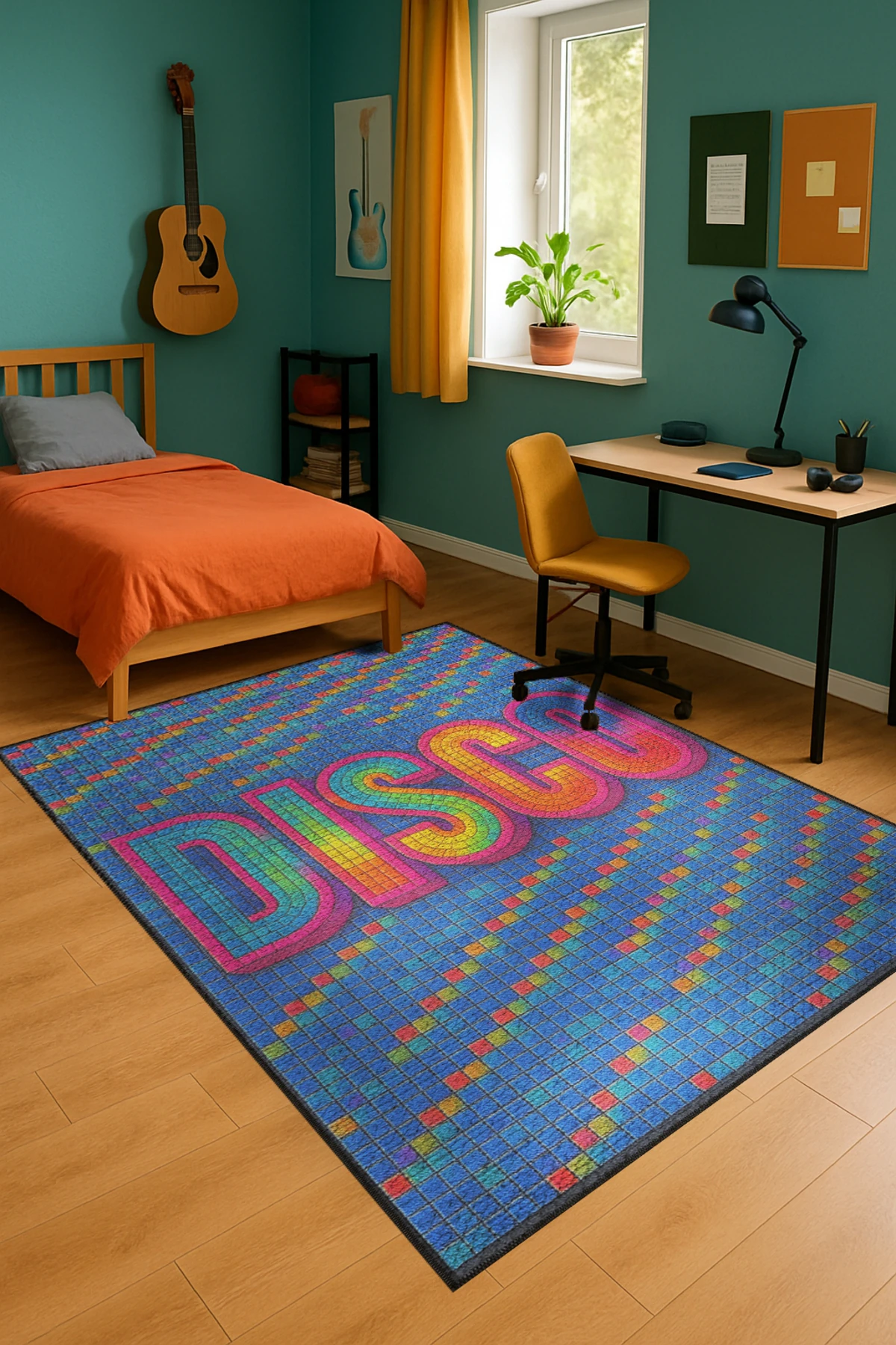 MOSSO DİSCO Yazılı Desen Dokuma Taban Vintage Dekoratif Halımosso982