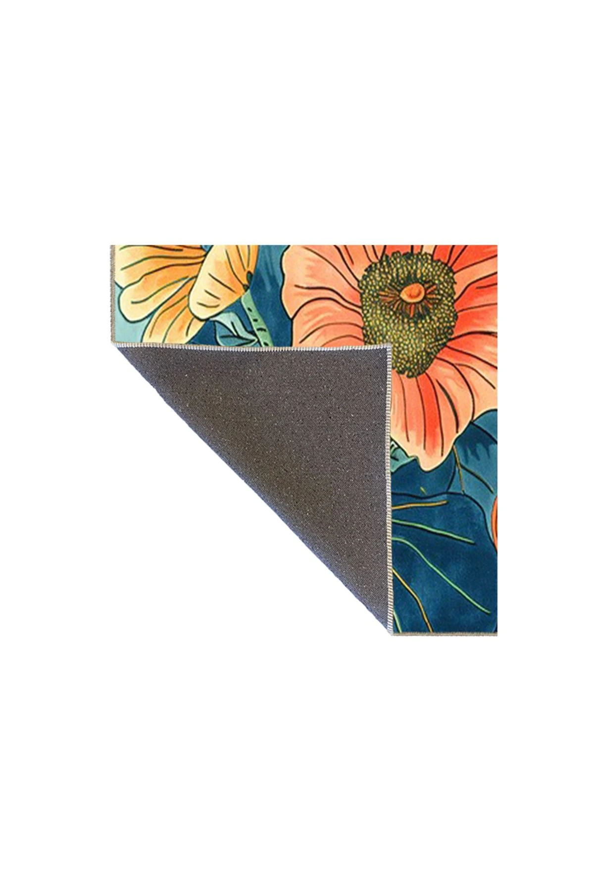 Paris Koleksiyonu Mavi Temalı Floral Çiçek Desenli Kreatif Modern Dekoratif Halı 134