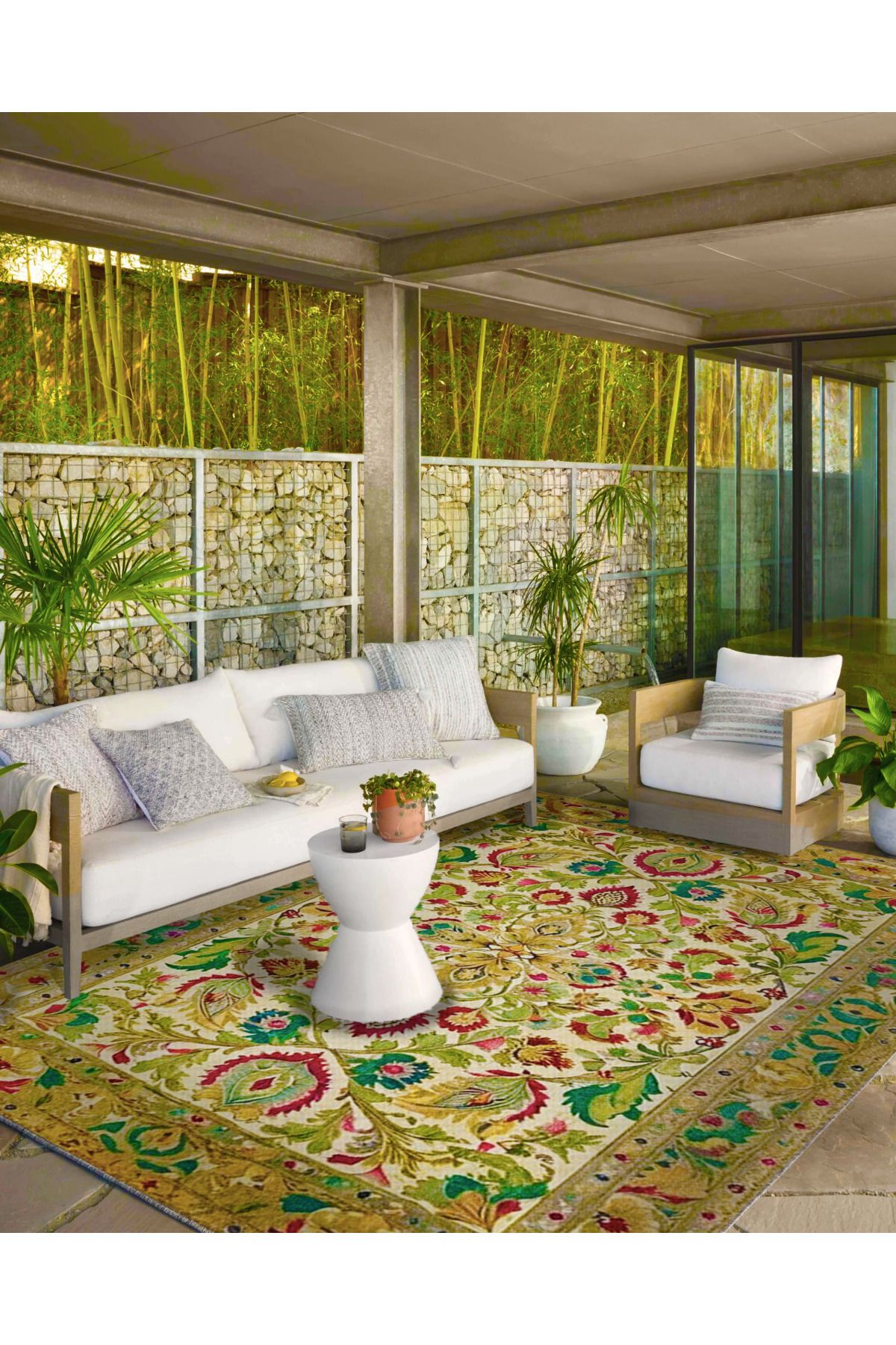 Paris Koleksiyonu Bej Yeşil Temalı Geleneksel Motif ve Çiçek Desenli Vintage Dekoratif Halı 116