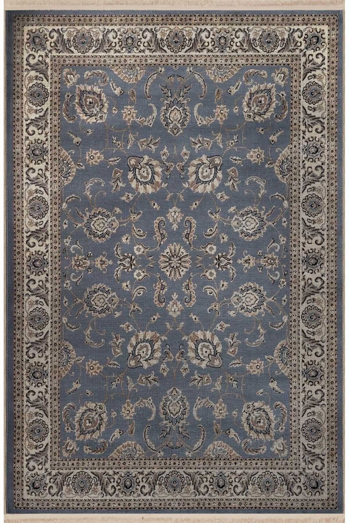 Gri Temalı Geleneksel Motif Etnik Desenli Vintage Dekoratif Halı 2780