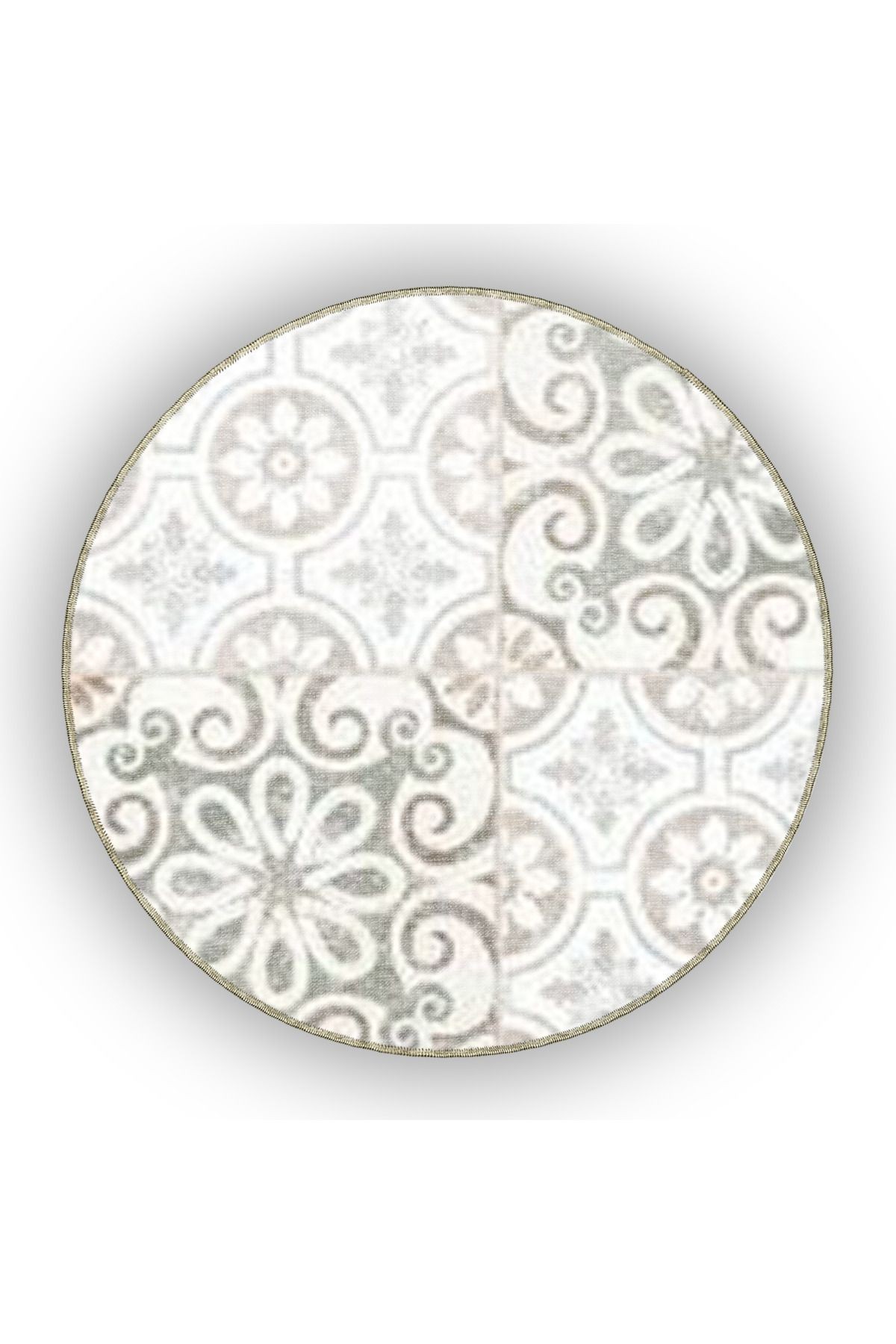 Bej Temalı Motifli Etnik Çiçek Desenli Vintage Dekoratif Halı 4903