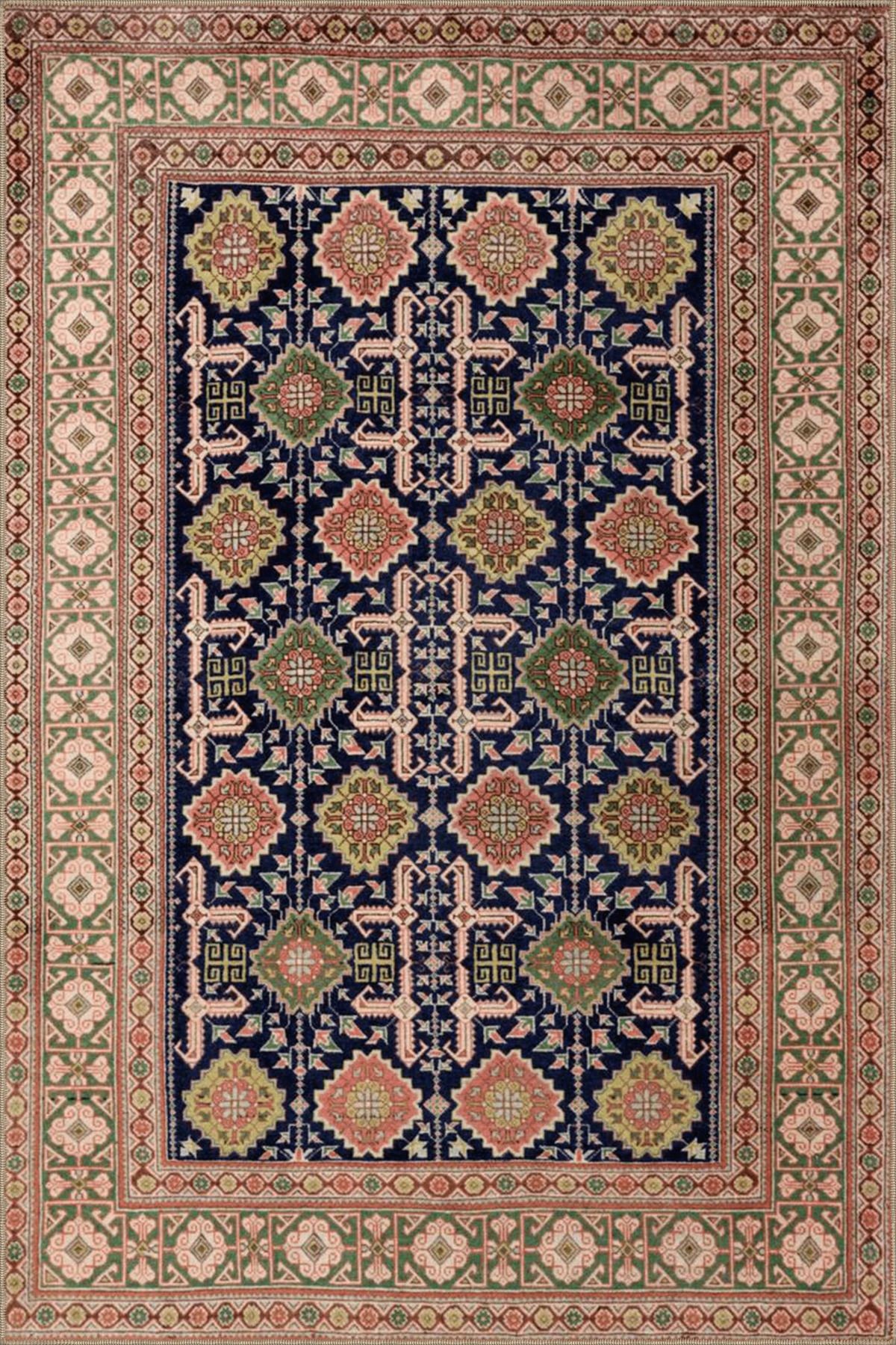 Bej Temalı Geleneksel Motif Etnik Desenli Vintage Dekoratif Halı 4793
