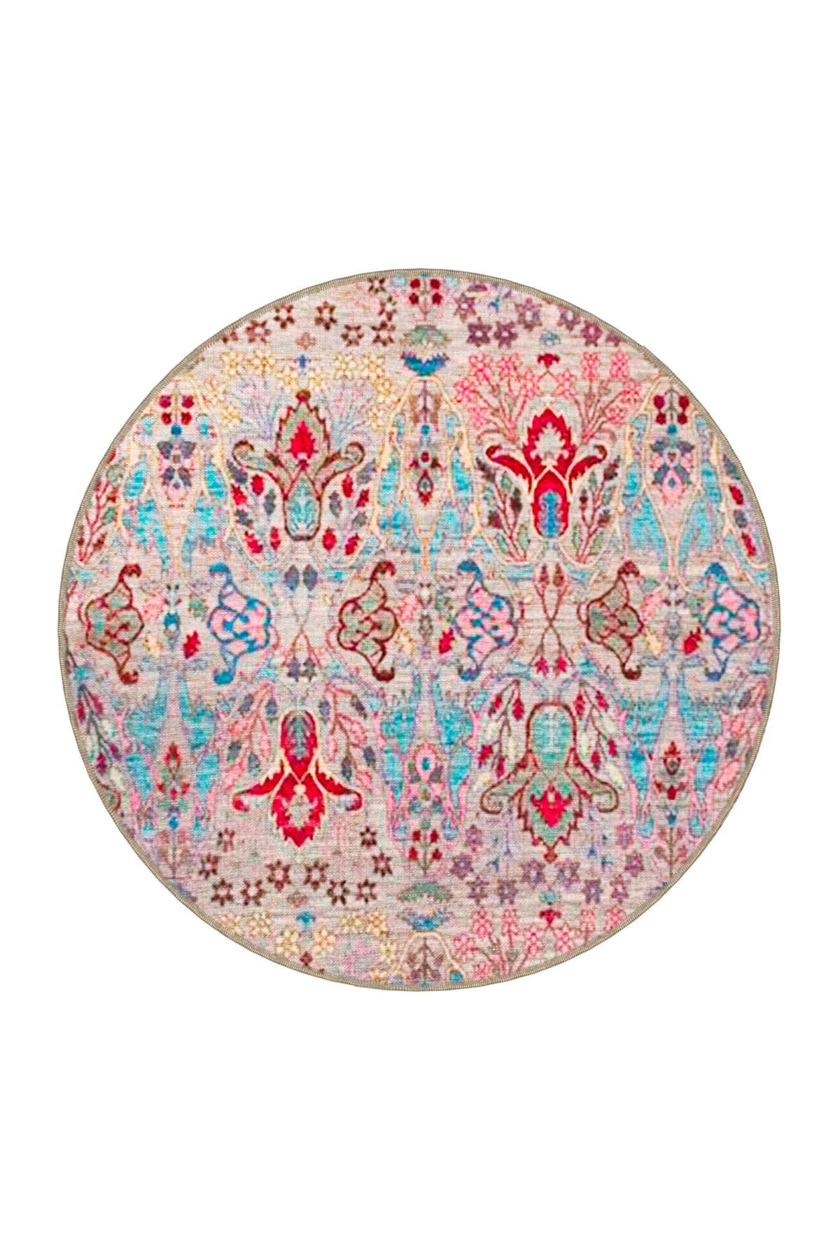 Çok Renkli Geleneksel Motif Etnik Desenli Saçaklı Vintage Dekoratif Halı 3173