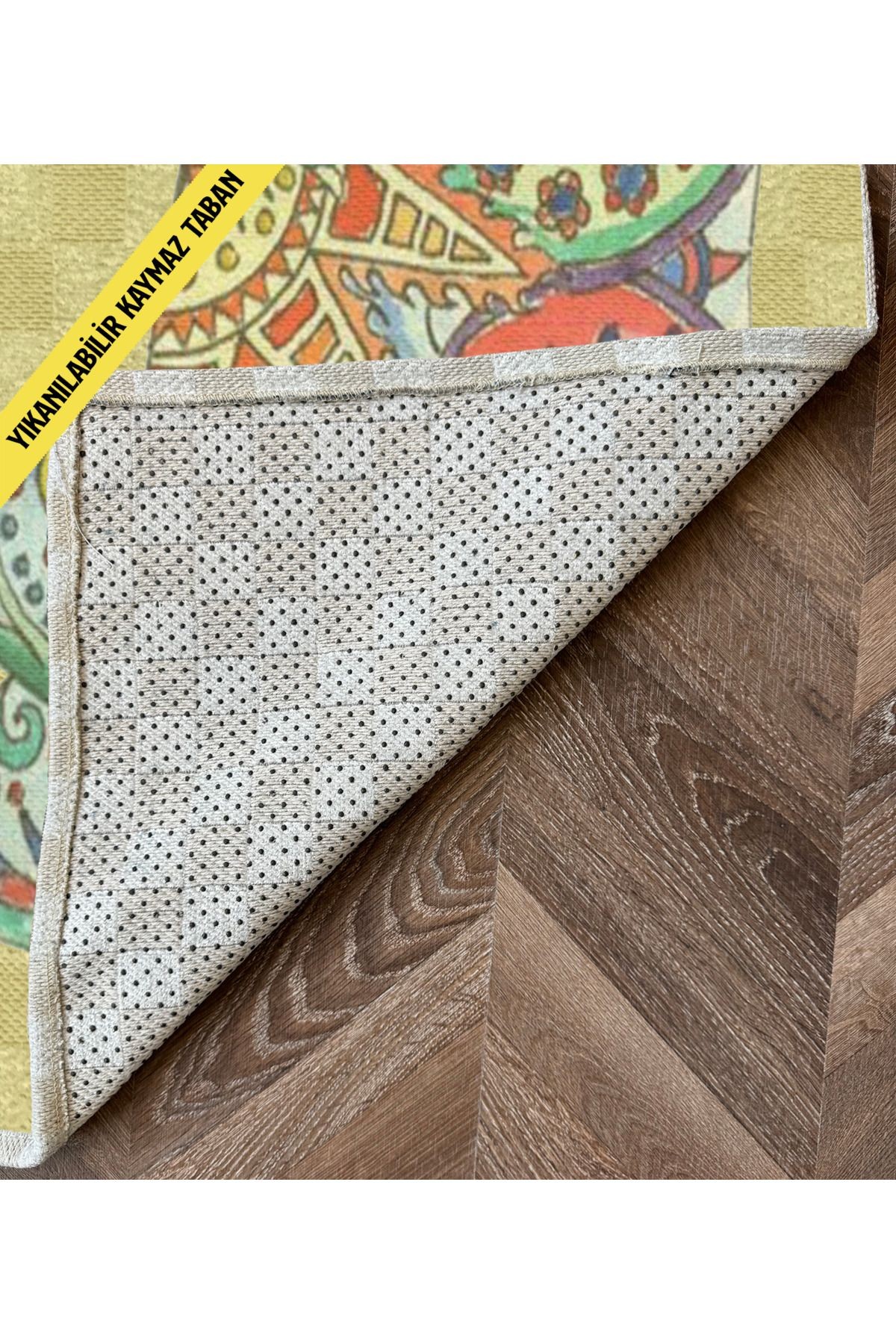 Çok Renkli Soyut Fil Desenli Modern Dekoratif Banyo Paspası 90×60