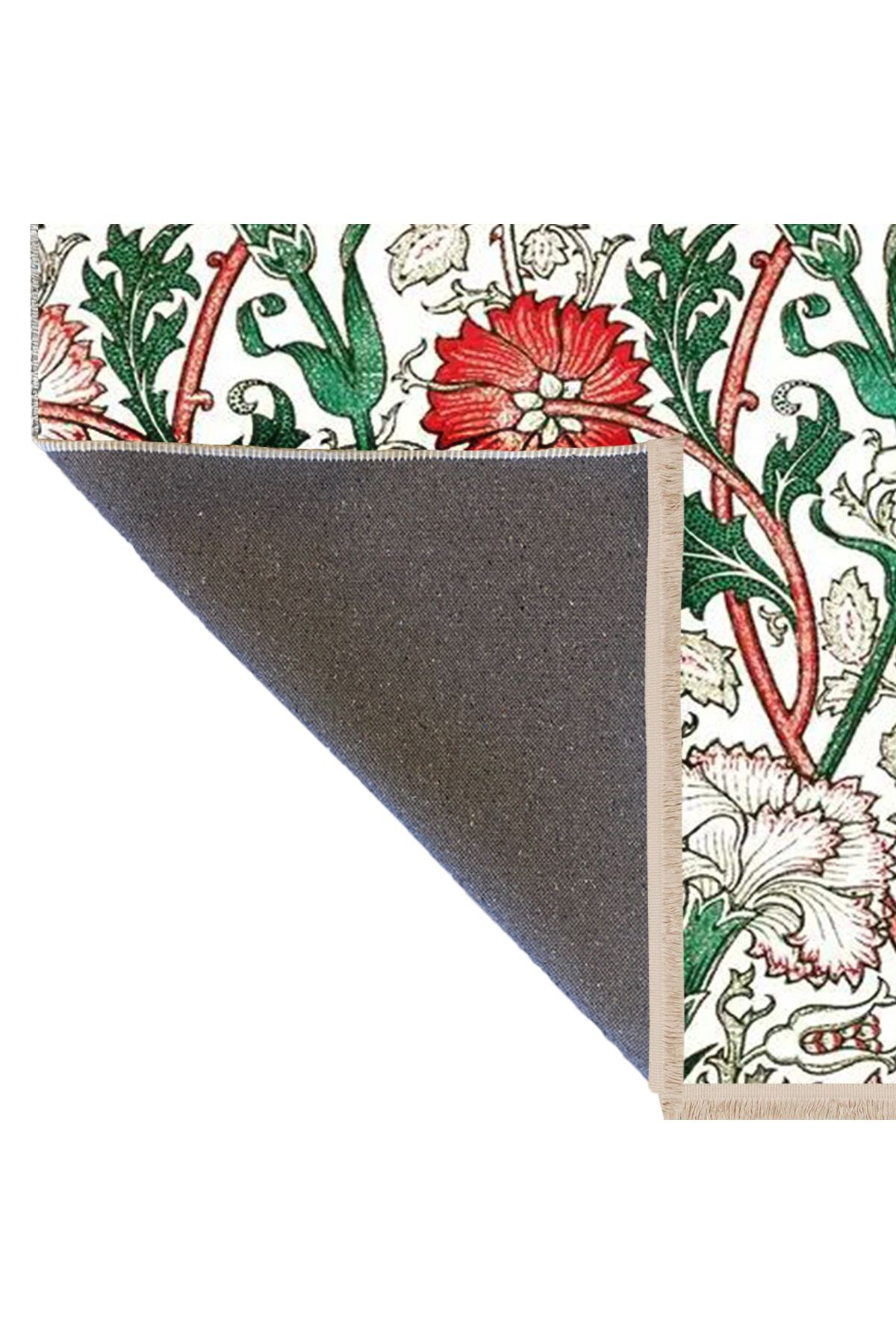Asena Koleksiyonu Yeşil Bej Temalı Floral Gül Desenli Kreatif Modern Dekoratif Halı 36