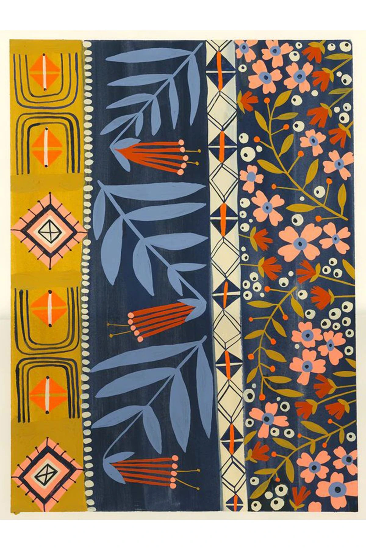 Özge Koleksiyonu Çok Renkli Çiçek ve Kreatif Şekiller Desenli Dokuma Taban Dekoratif Halı özge28