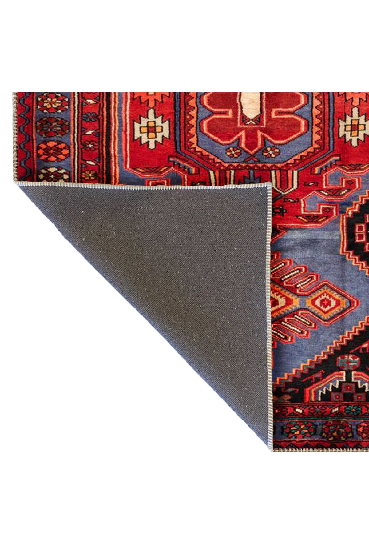 Mavi Kırmızı Temalı Motifli Etnik Desenli Vintage Dekoratif Halı 4785