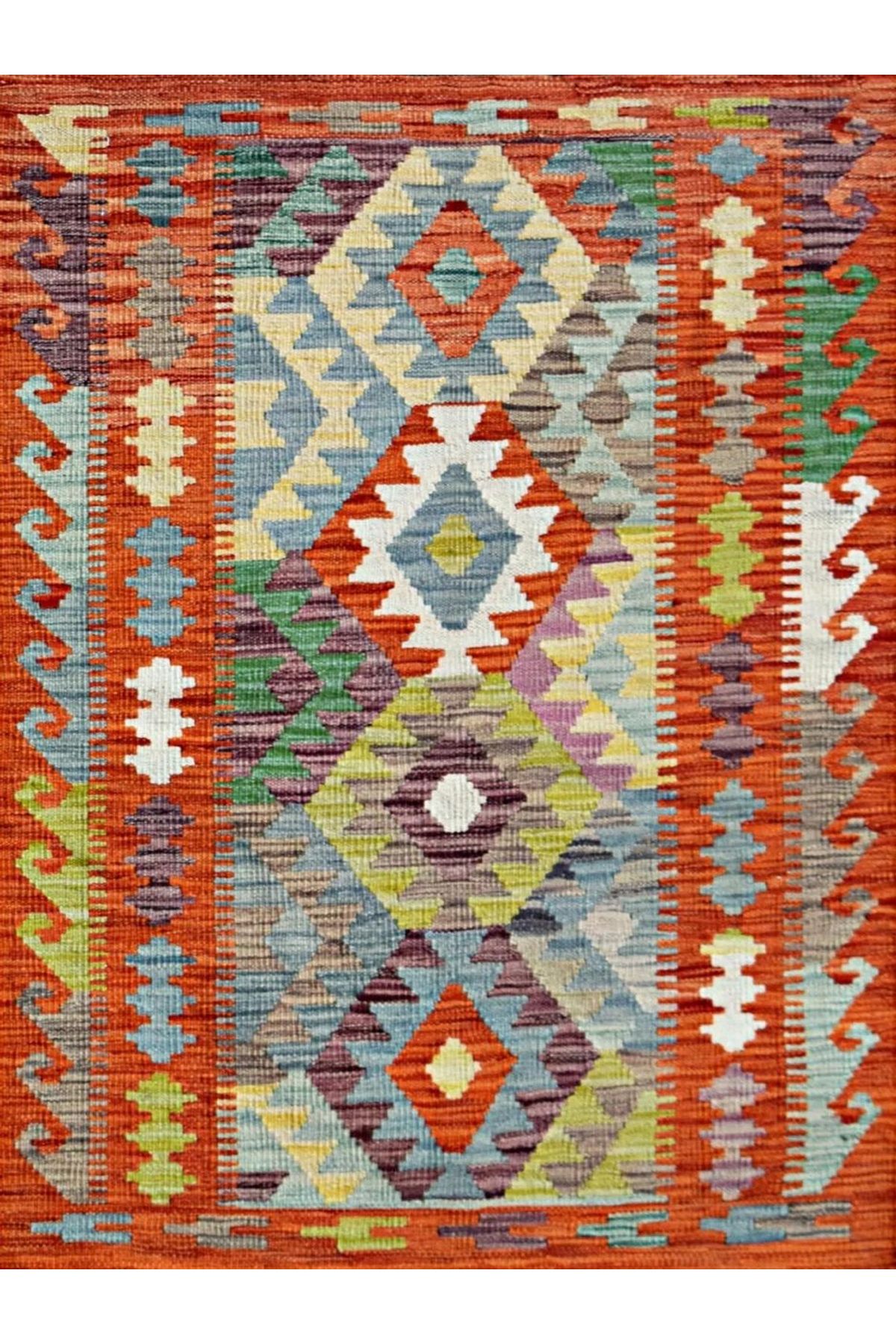 Asena Koleksiyonu Çok Renkli Geometrik Şekilli İskandinav Desenli Vintage Dekoratif Halı 01