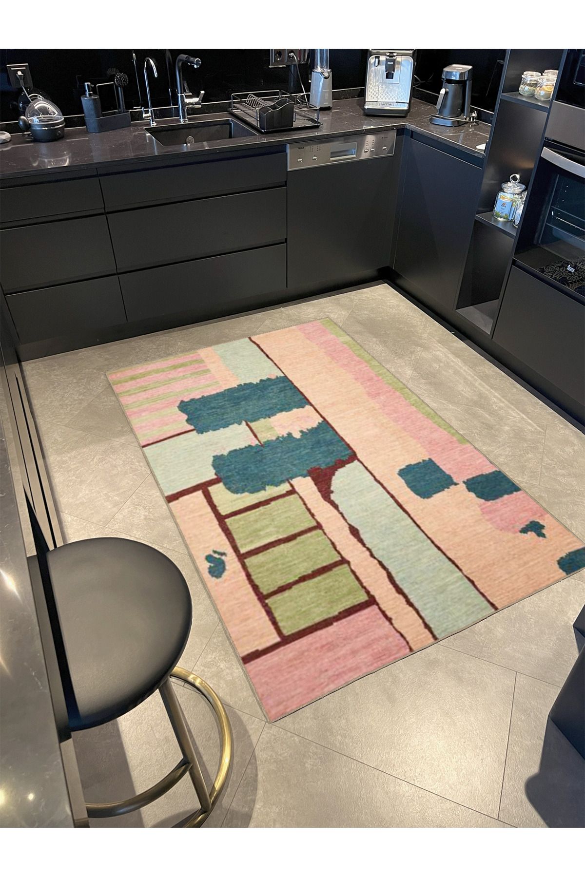 Pembe Tonlarda Modern Desenli Dekoratif Halı miravip449