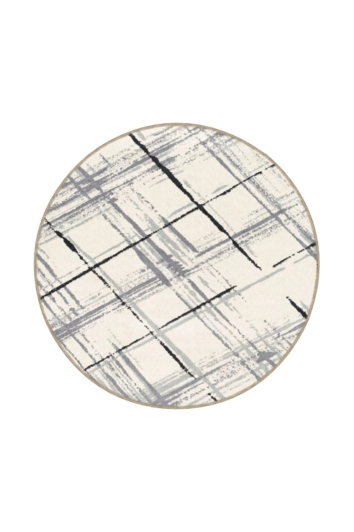 Krem Geometrik Dalgalı Sonsuz Temalı Dekoratif Halı ve Yıkanabilir Halı miravip9712