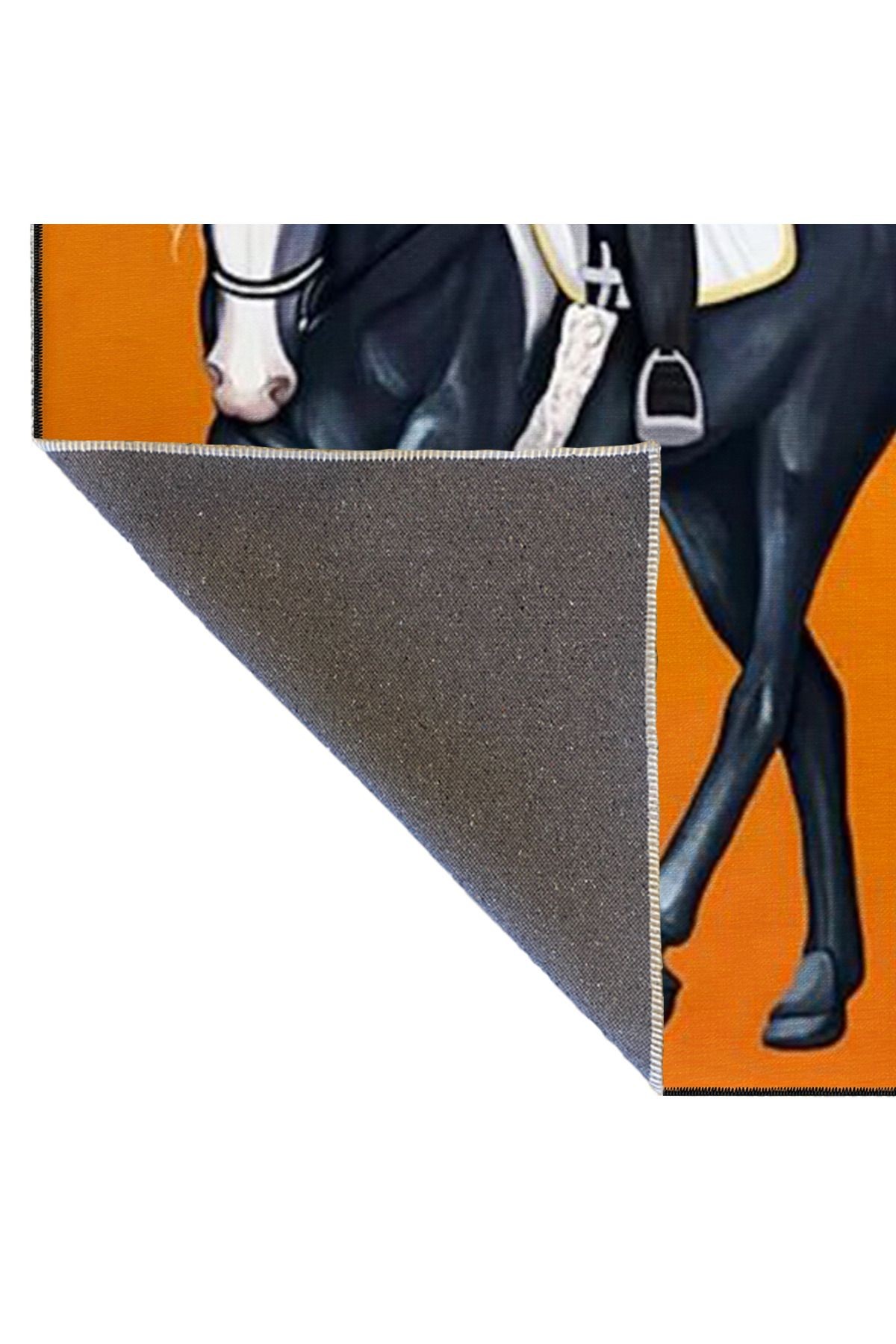 Animal At ve İnsan Desenli Dekoratif Halı miravip714
