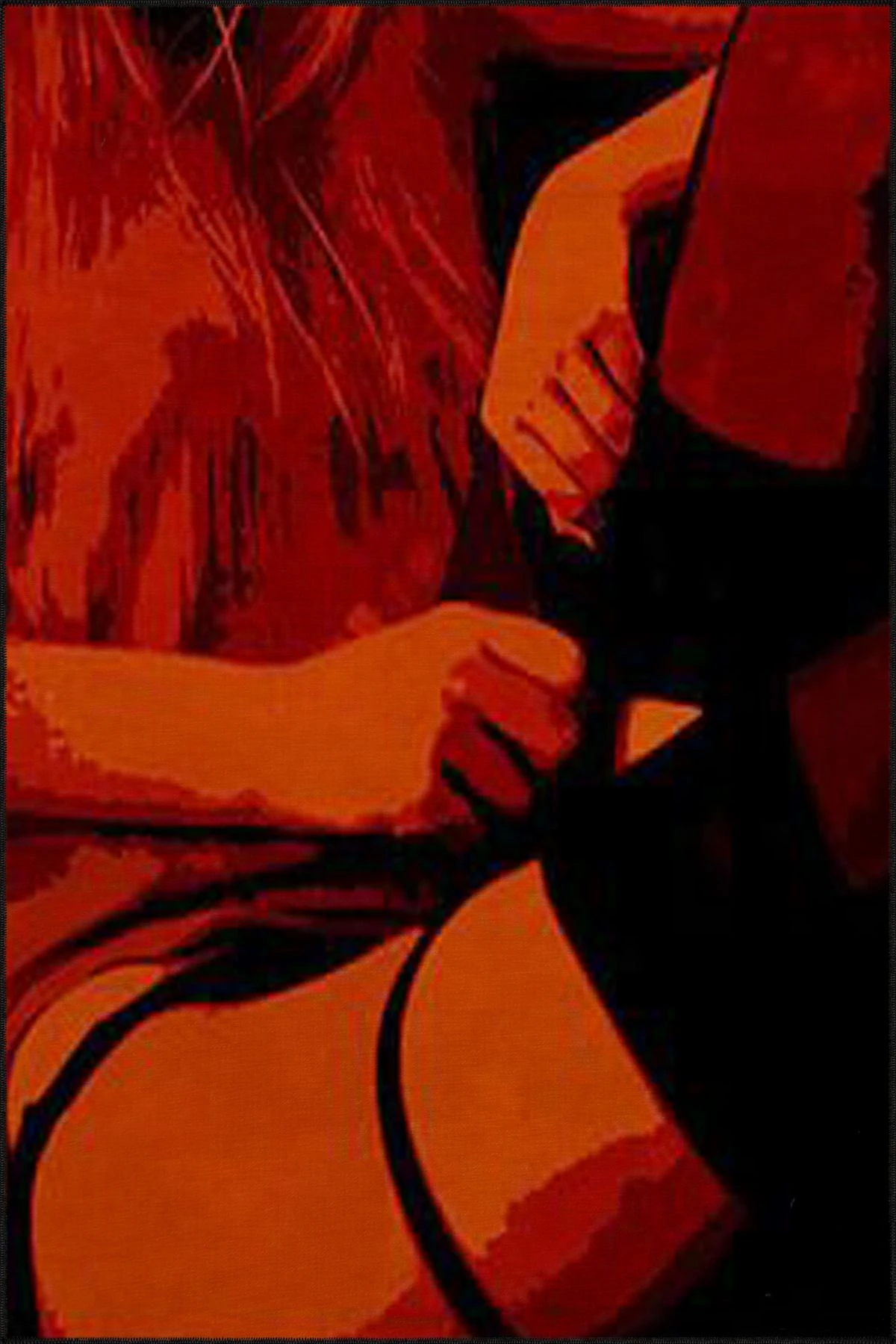 Turuncu Renklerde Kadın Figürlü Modern Dekoratif Halı 4462