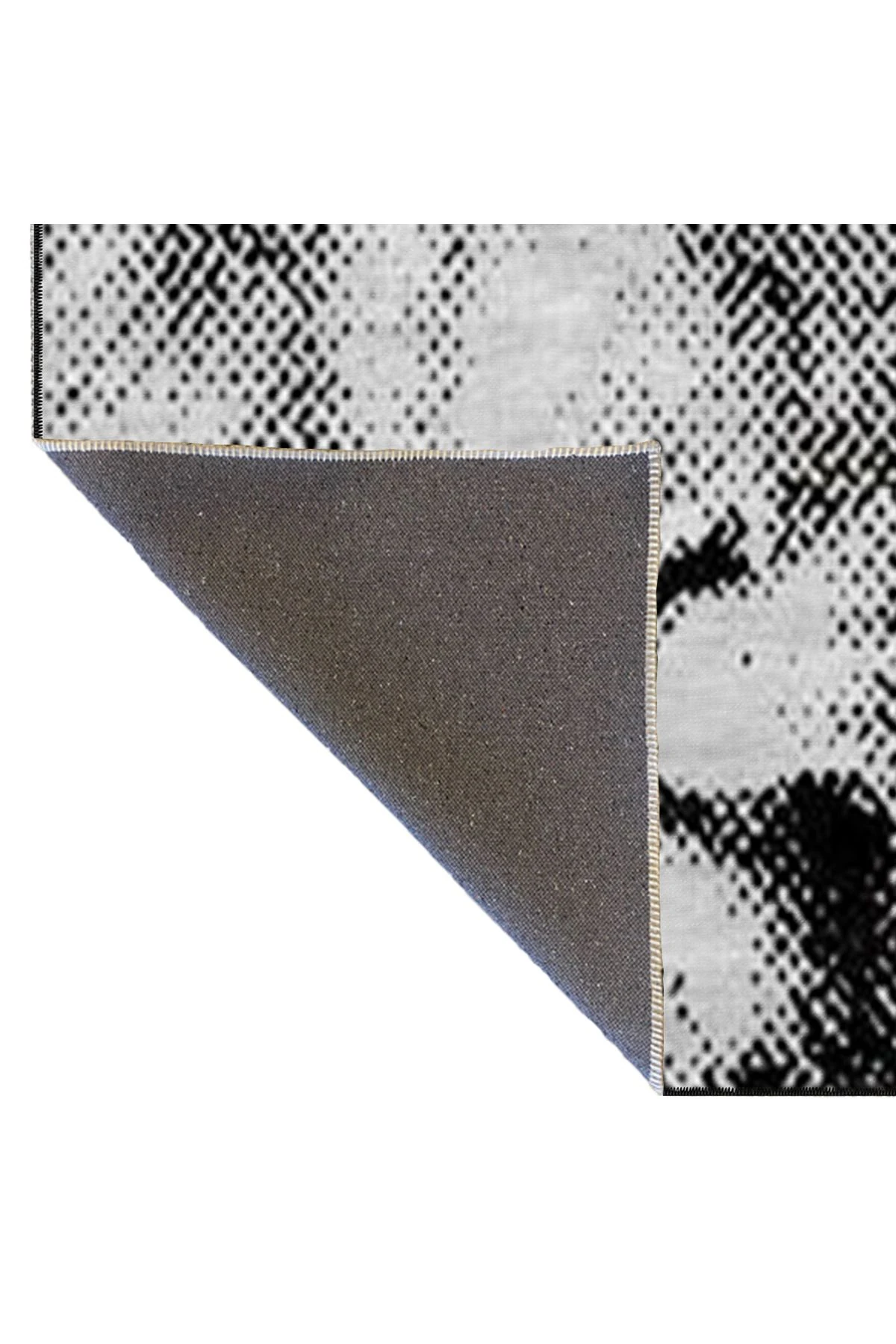 Siyah Beyaz Aslan Desenli Modern Dekoratif Halı 4500