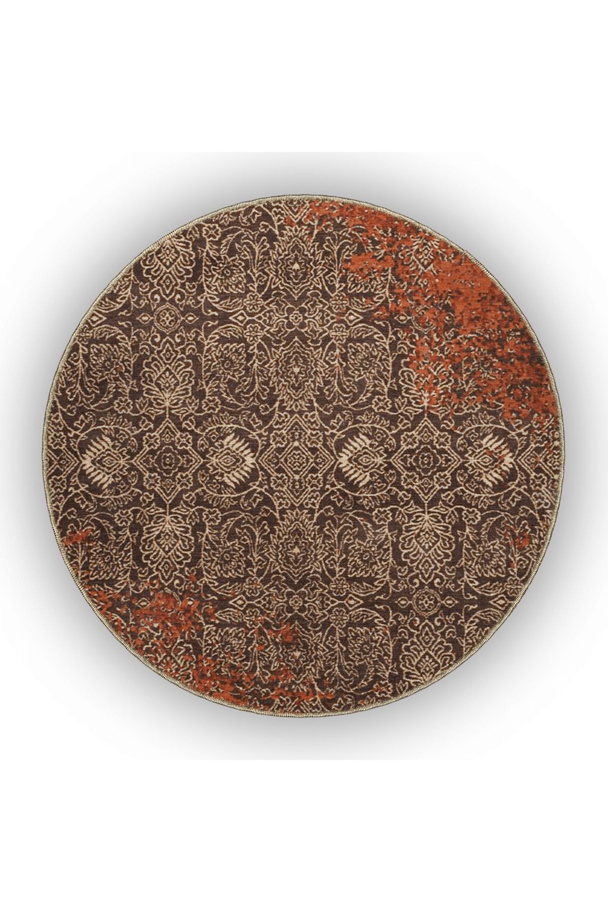 Kahverengi Bej Temalı Soyut Motifli Etnik Desenli Vintage Dekoratif Halı 4855