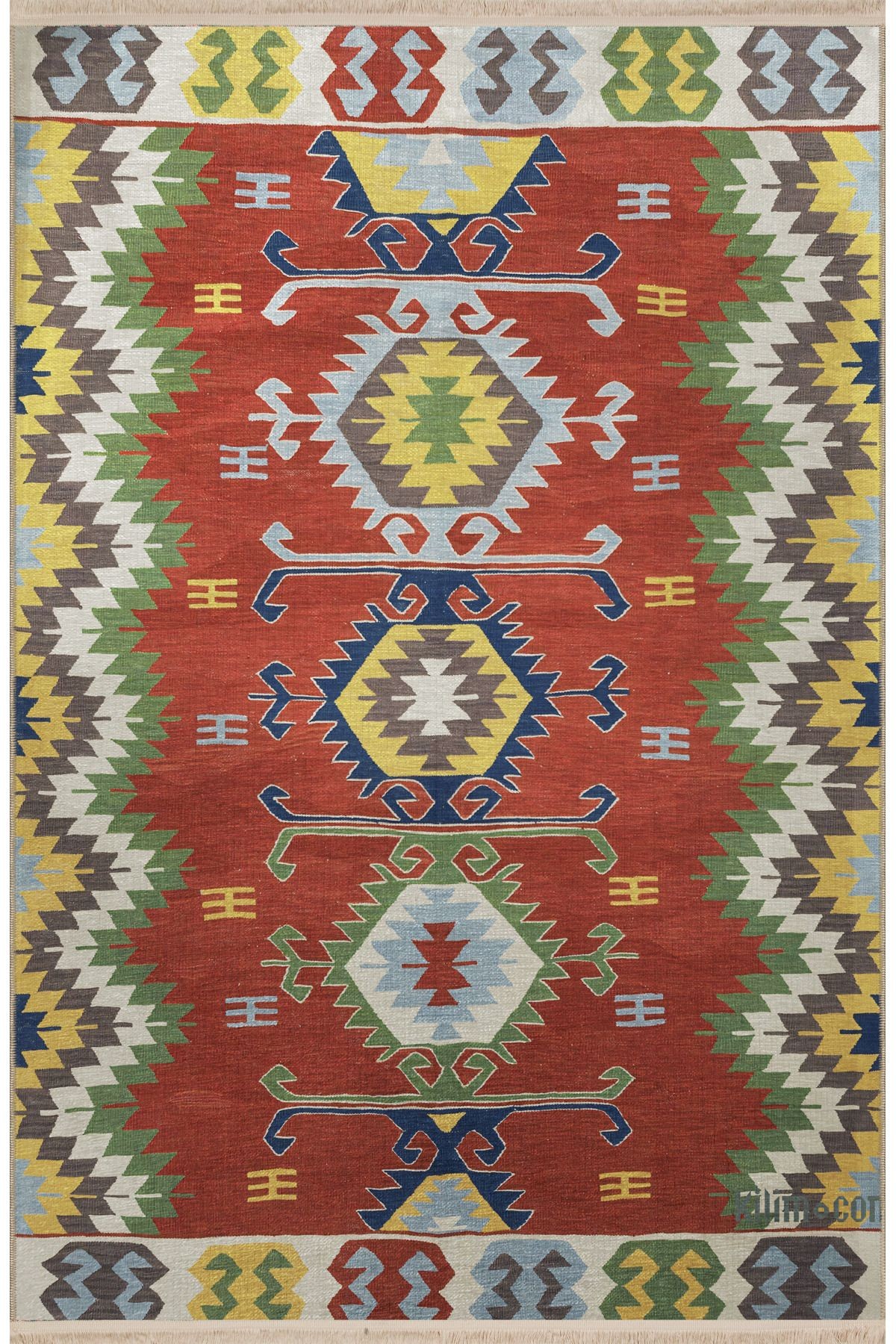 Çok Renkli Geleneksel Motif Desenli Kreatif Vintage Dekoratif Halı 2630