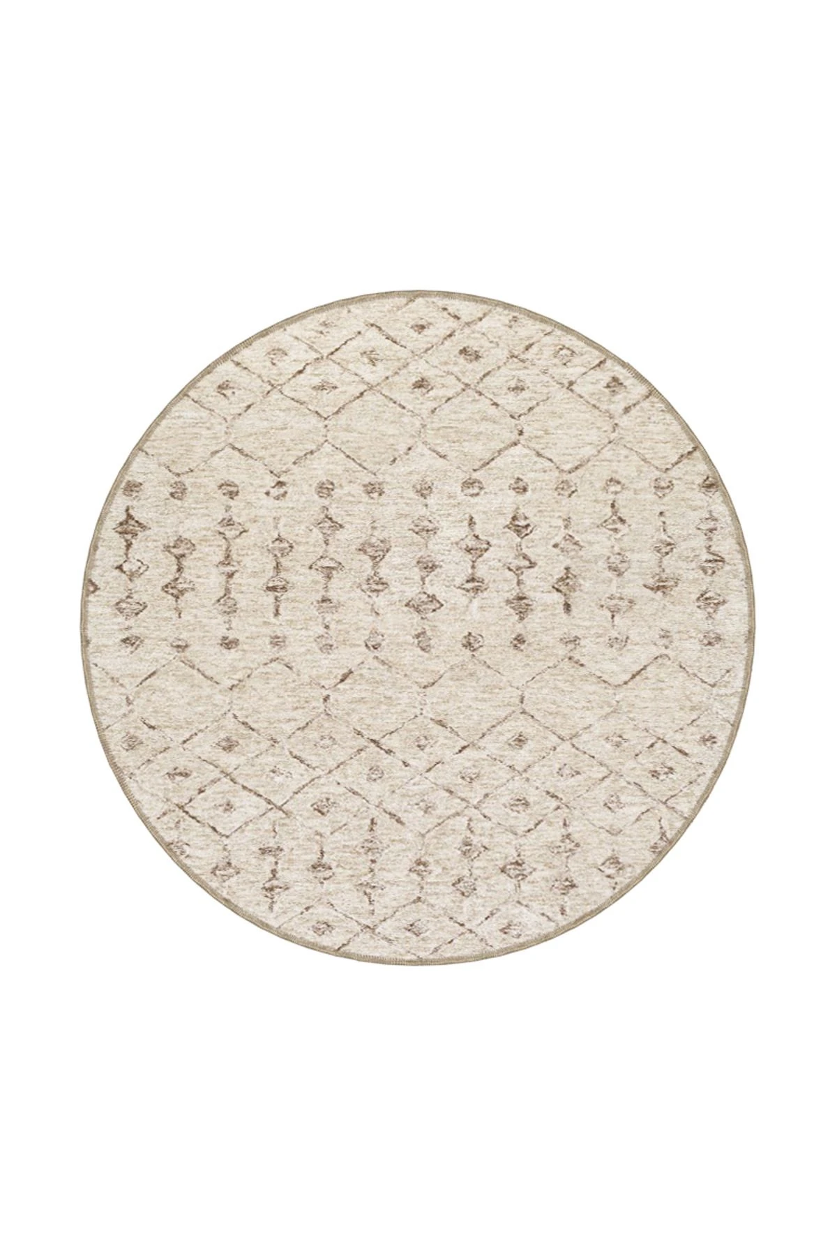 Krem Tonlarda Küp Geometrik Baklavalı Desenli Dokuma Taban ve Yıkanabilir Halı miravip9387