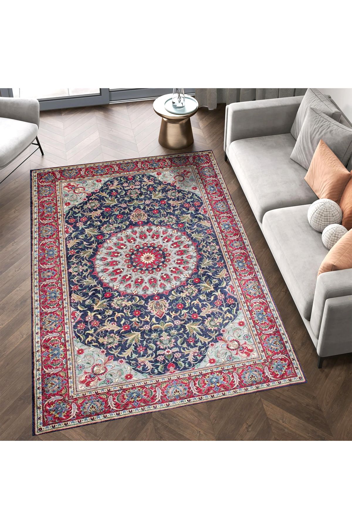 Cansu Koleksiyonu Çok Renkli Desenli Dokuma Taban Modern Dekoratif Halı cansu40