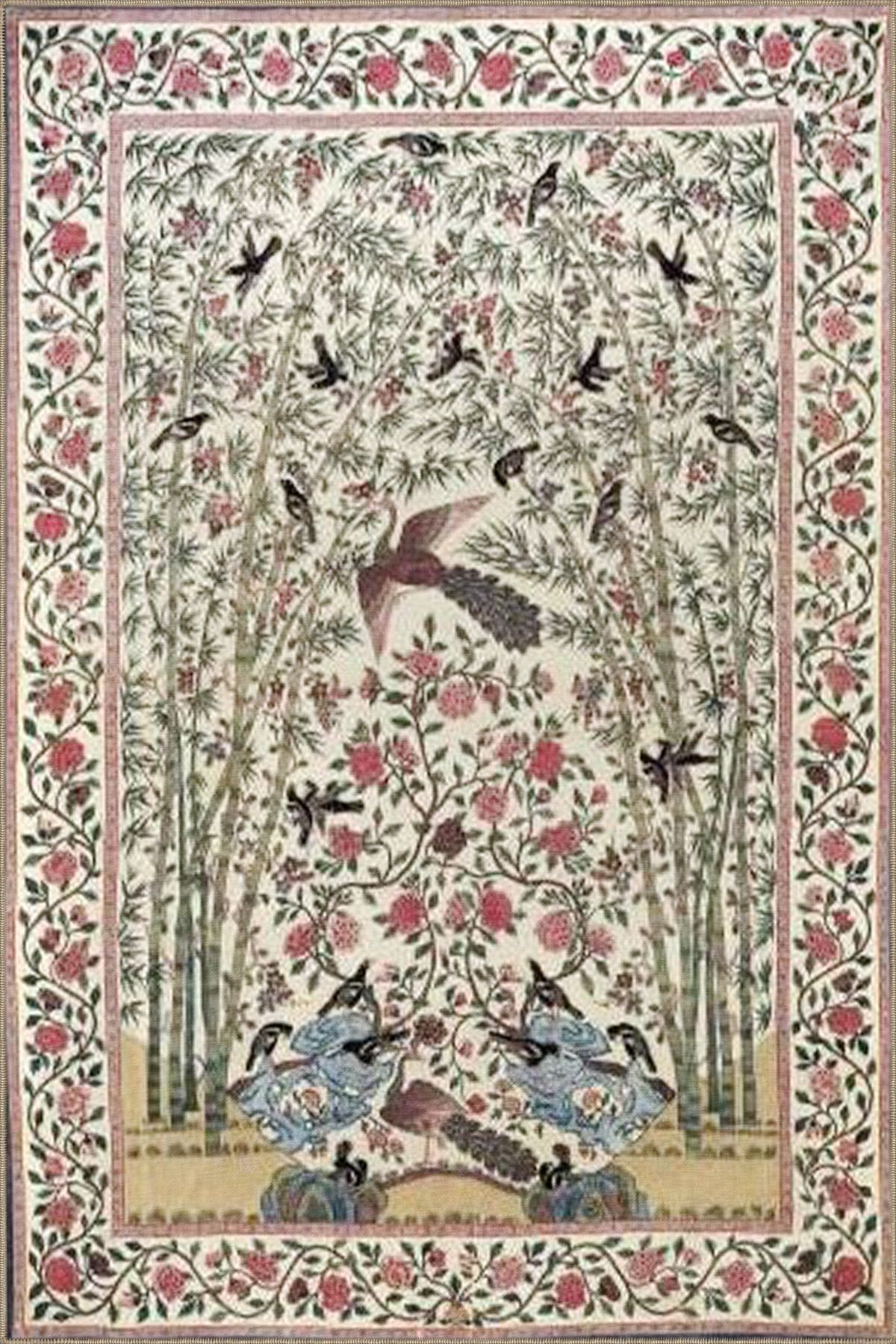 Geometrik Geleneksel Antrasit Renklerinde Sarmaşık Desenli Dekoratif Halı miravip8029