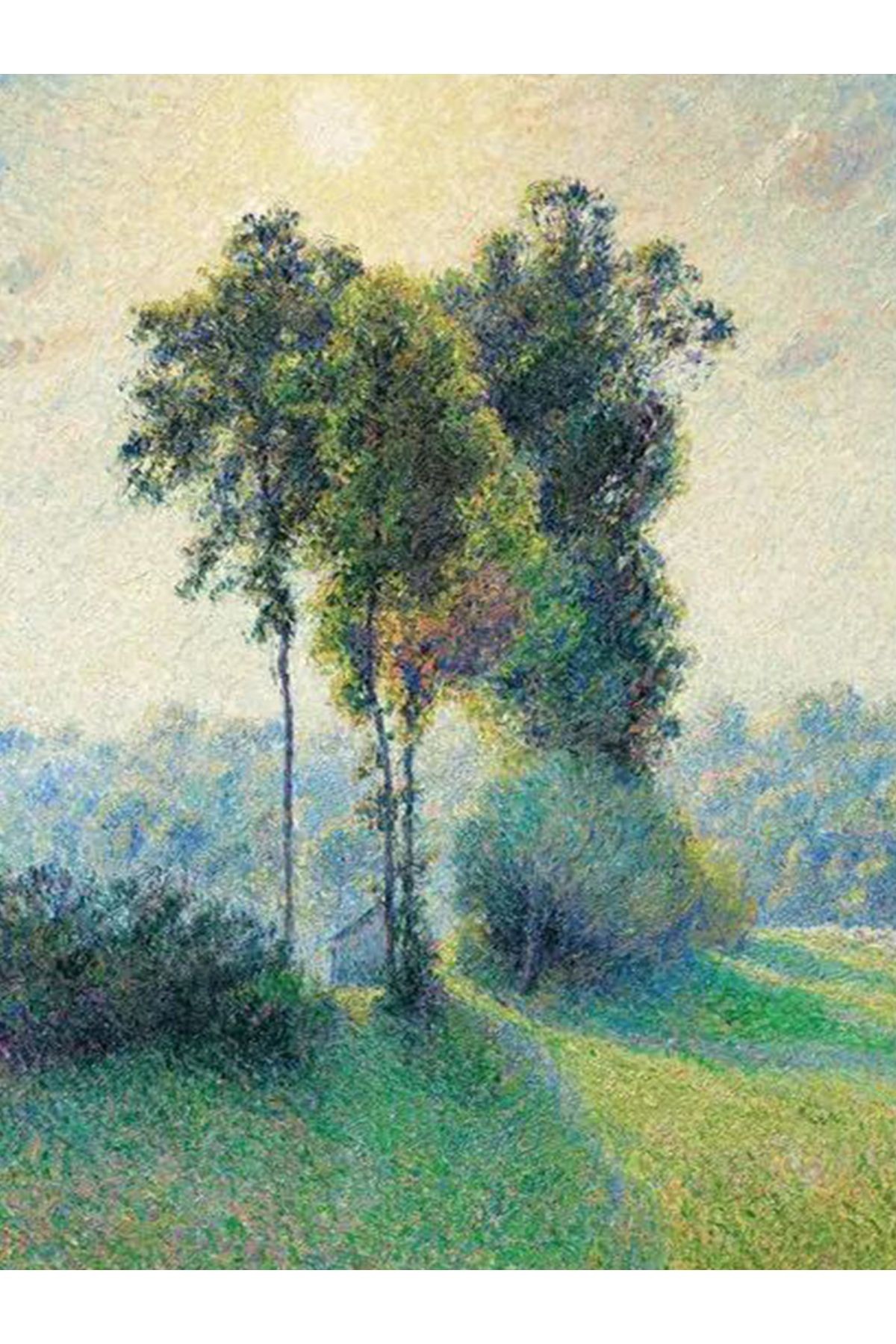 Yılmaz Koleksiyonu Pastel Renkler Ağaçlar ve Çayır Manzarası Desenli Modern Dekoratif Halı 48