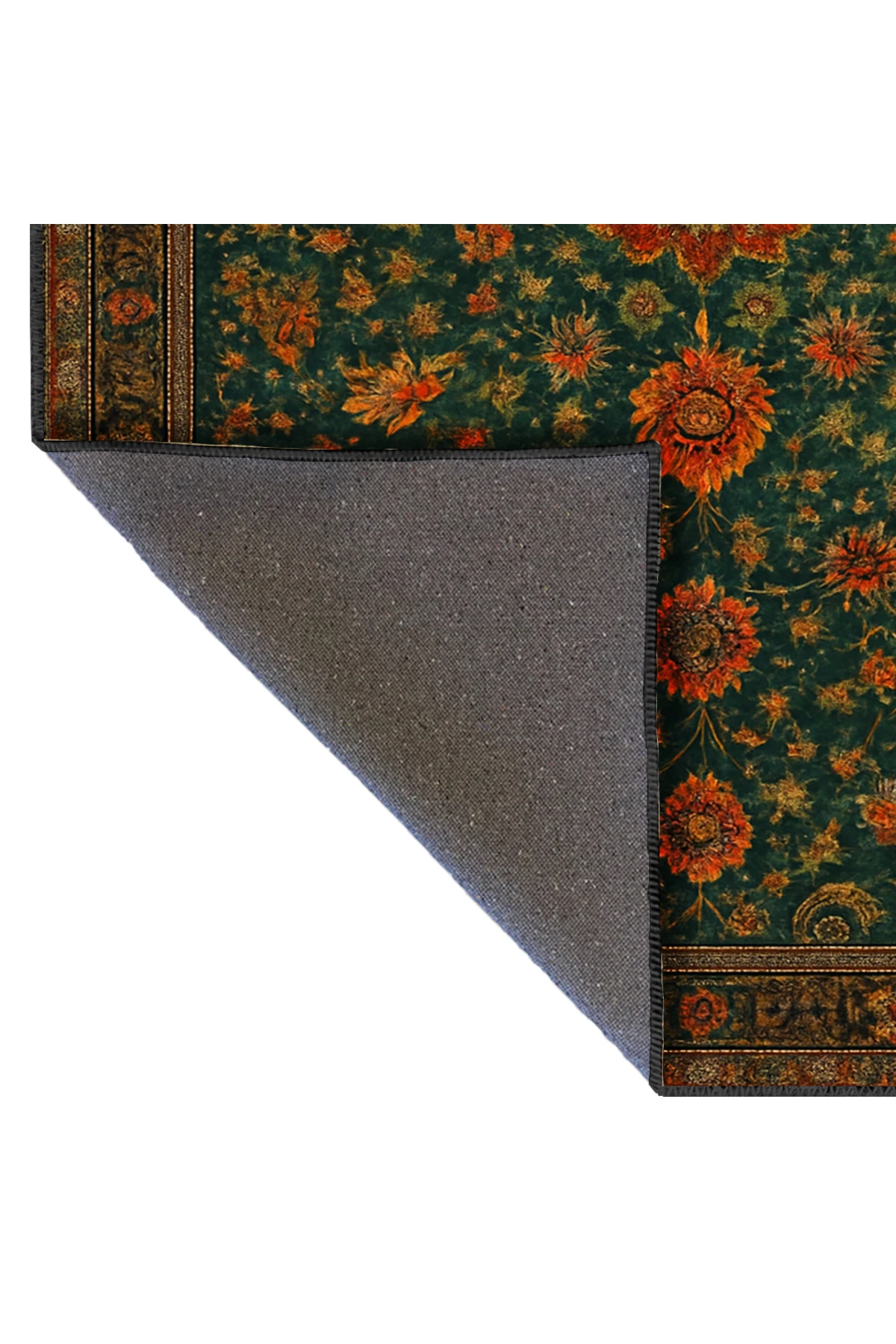 MOSSO Çiçek Motifli Desen Dokuma Taban Vintage Dekoratif Halımosso918