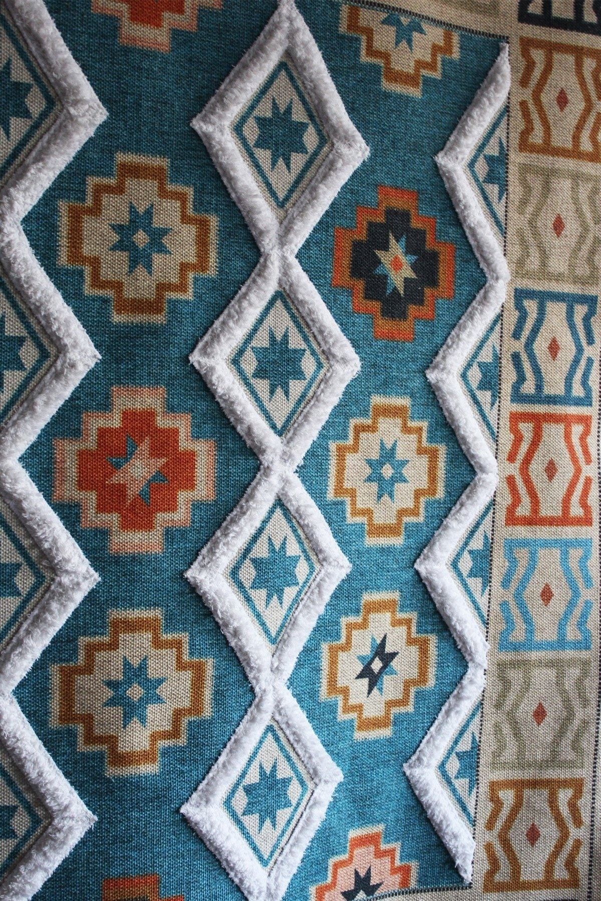 Rustik 4035 Etnik Ve Geometrik Turkuaz Kilim